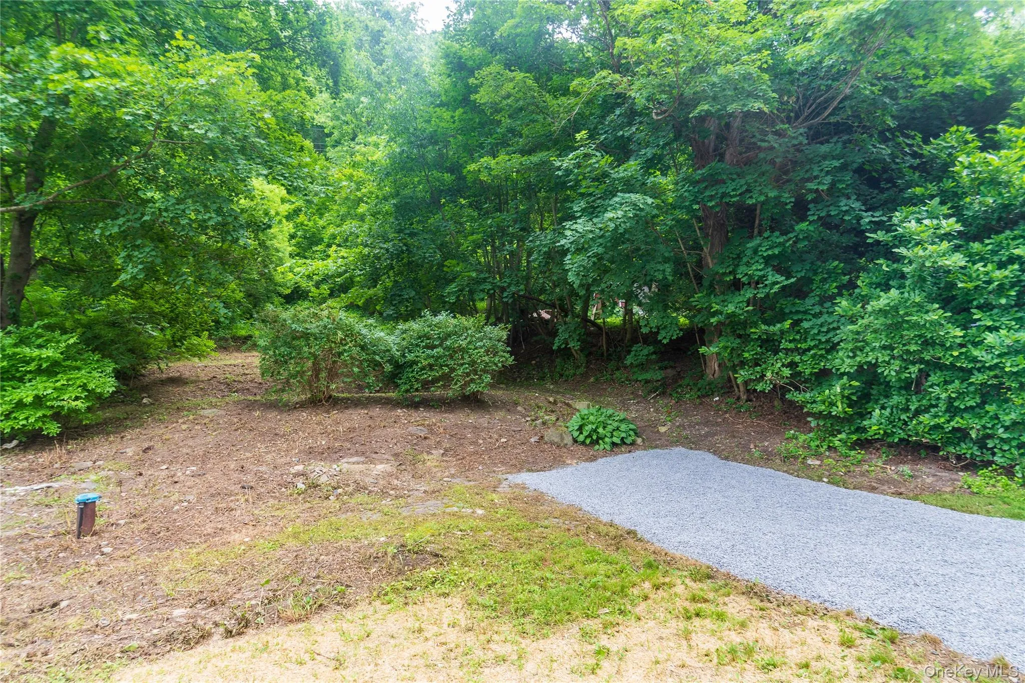 Wooded lot featuring mature tree canopy, natural mulch ground cover, and newly installed gravel pathway providing access through the property Wooded lot featuring mature tree canopy, natural mulch ground cover, and newly installed gravel pathway providing access through the property