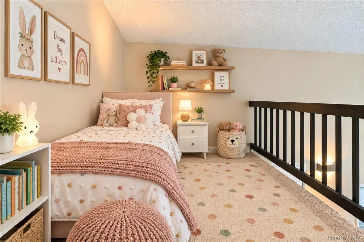 Virtually staged second loft area - child's bedroom Virtually staged second loft area - child's bedroom