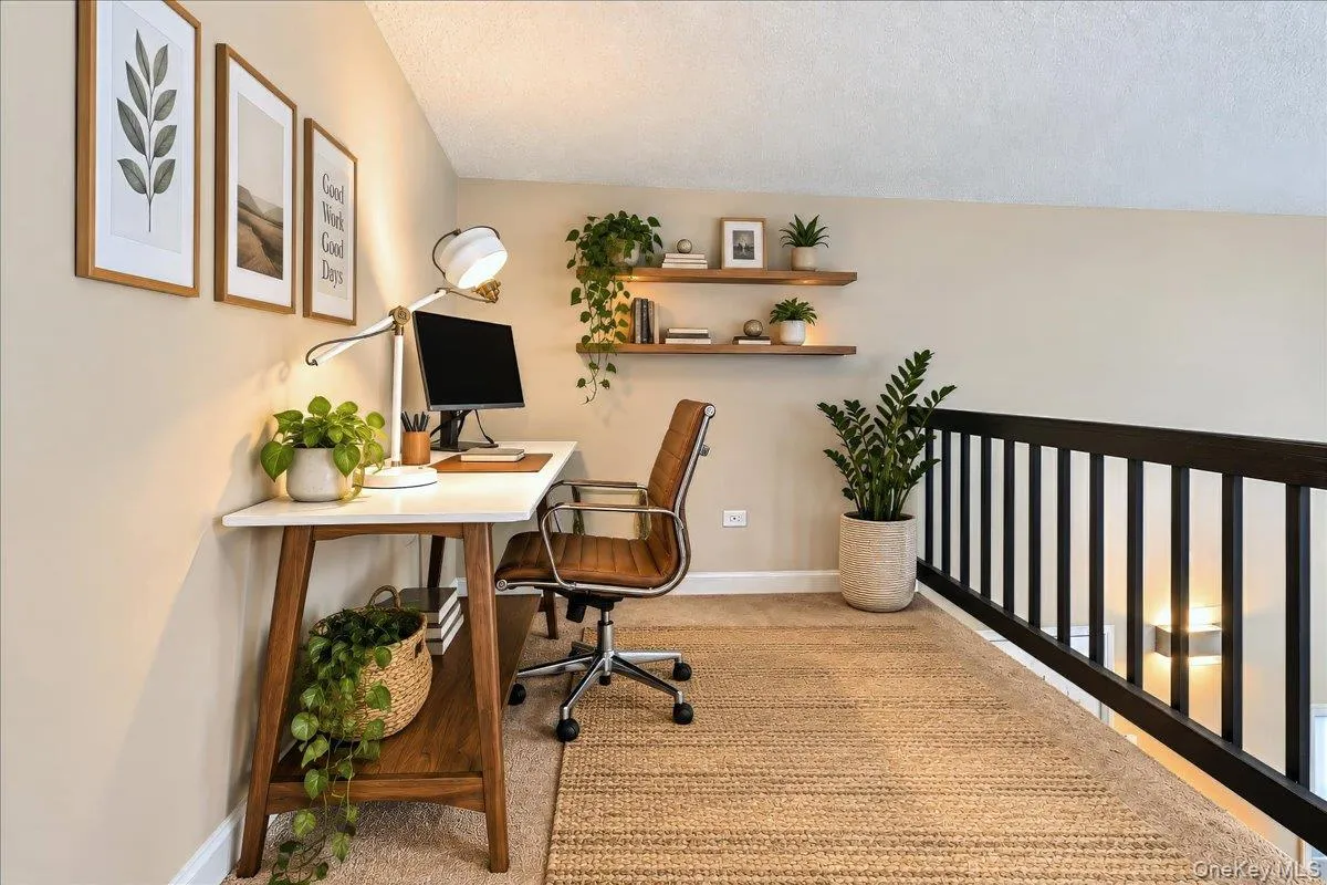 Virtually staged second loft area - home office Virtually staged second loft area - home office