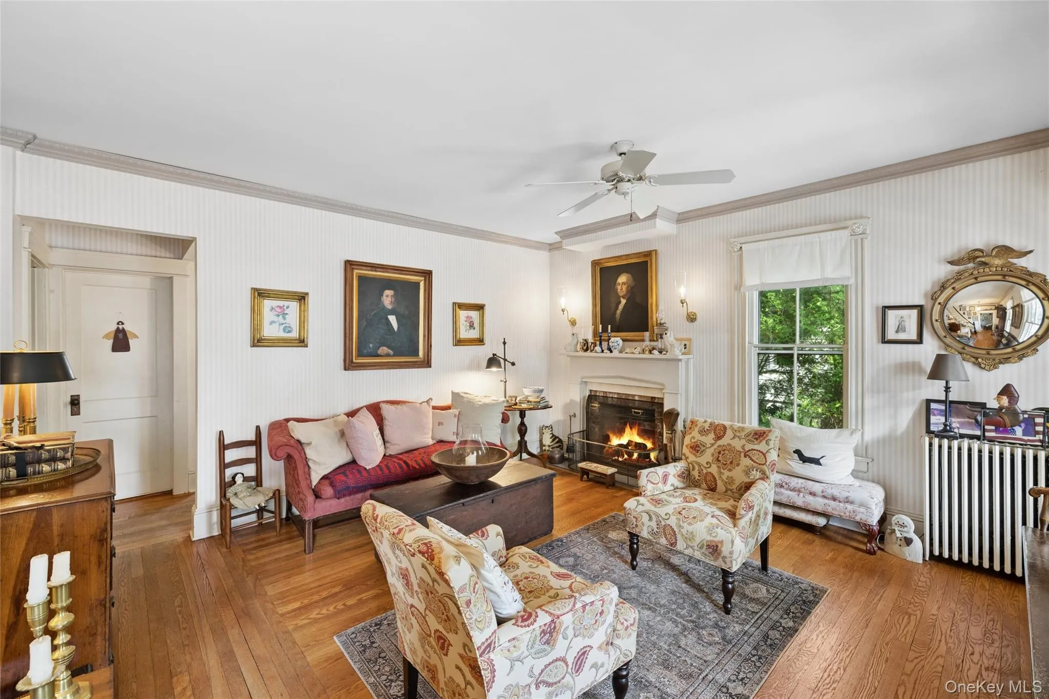 Living room with woodburning fireplace Living room with woodburning fireplace