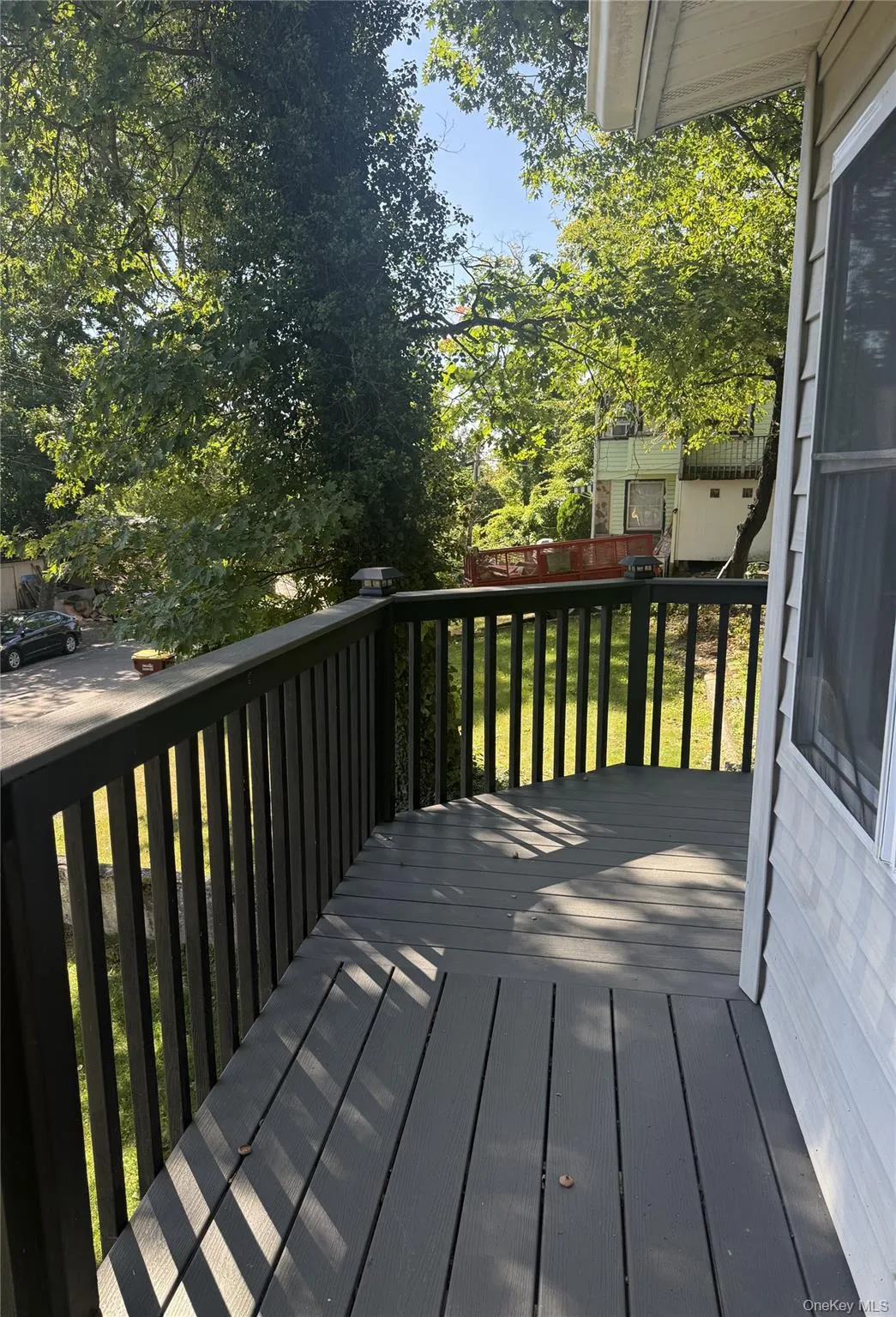Front entrance of the deck to the corner of the other side of additional deck Front entrance of the deck to the corner of the other side of additional deck