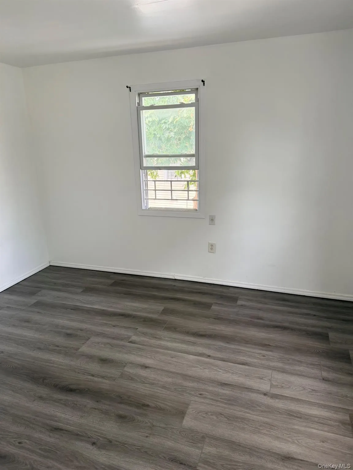 White walls with wood-finish flooring White walls with wood-finish flooring