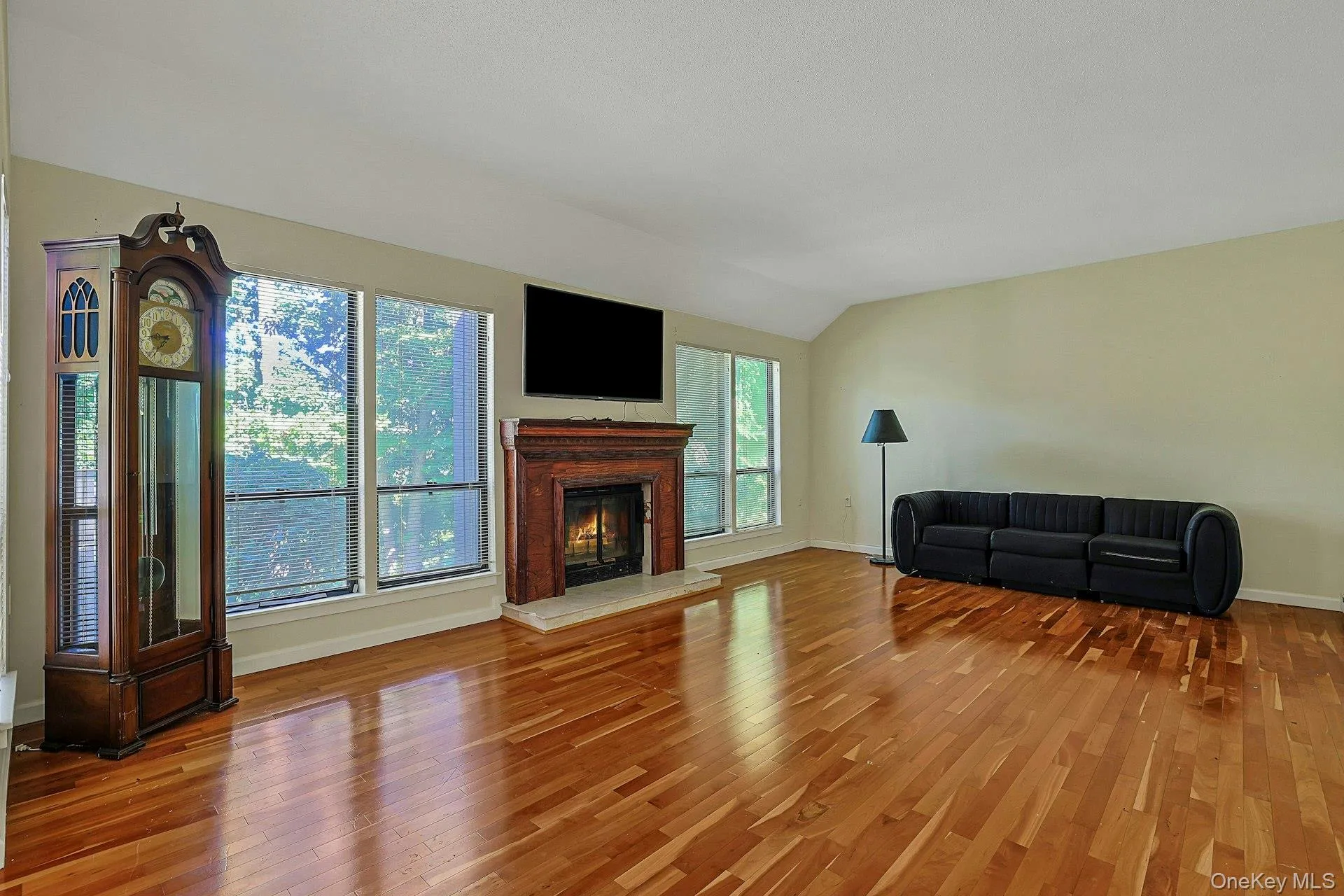 Living room with wood buring fireplace Living room with wood buring fireplace