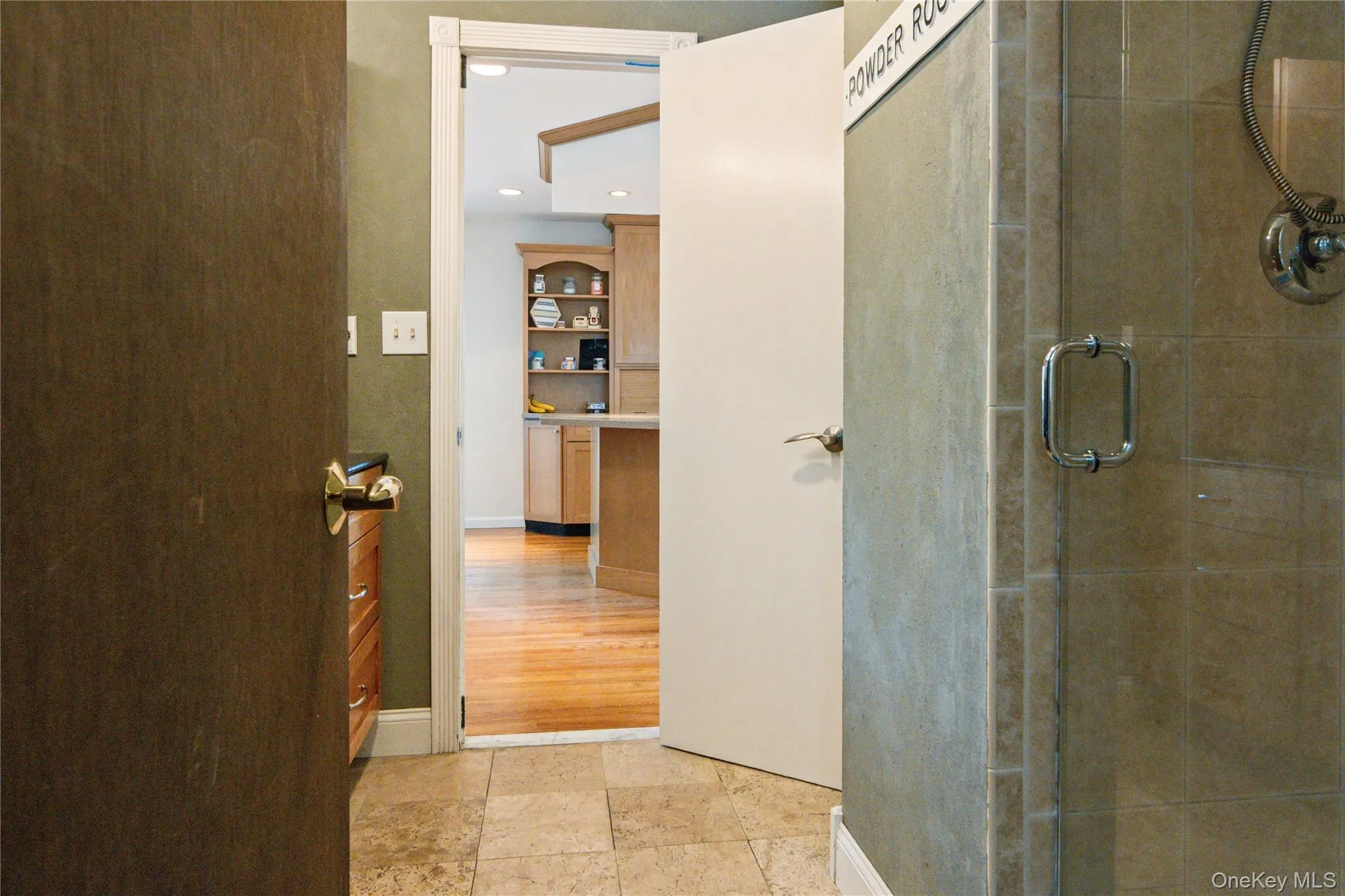 Full bath on the first floor with walk in shower Full bath on the first floor with walk in shower