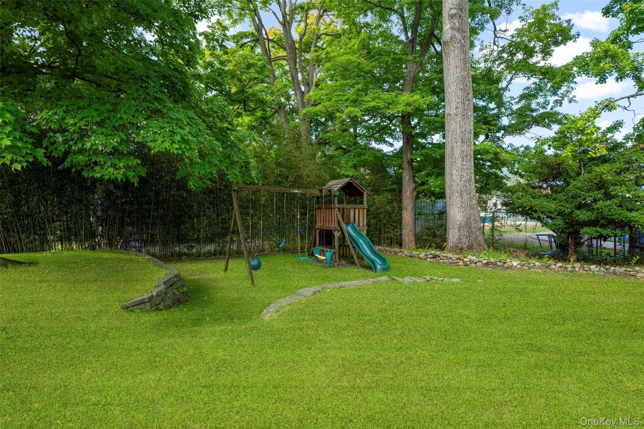 Back yard with playground Back yard with playground
