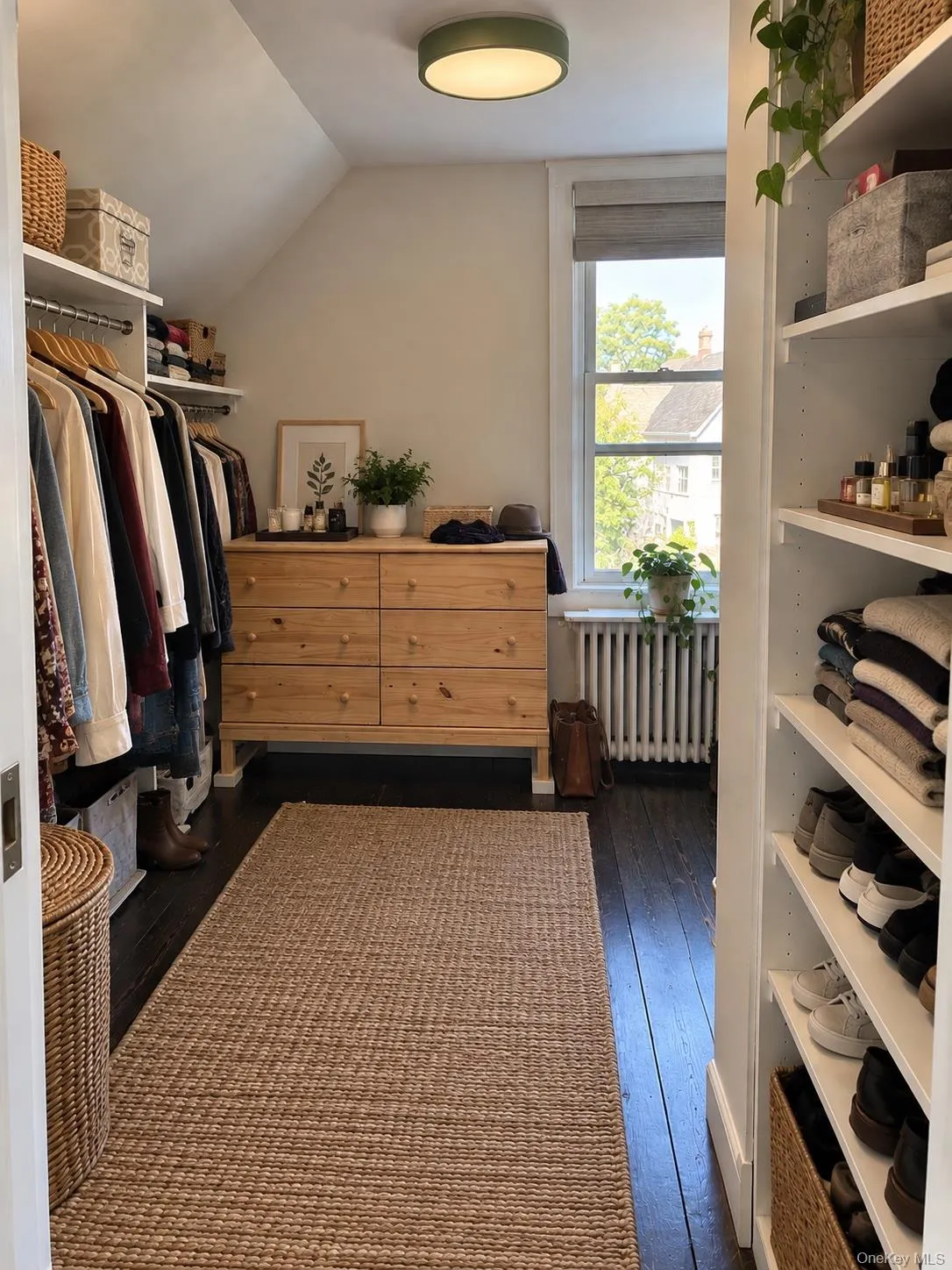 Virtually Staged. Upstairs bedroom suite features a walk-in closet with a full shelving system and built-in drawers. Virtually Staged. Upstairs bedroom suite features a walk-in closet with a full shelving system and built-in drawers.