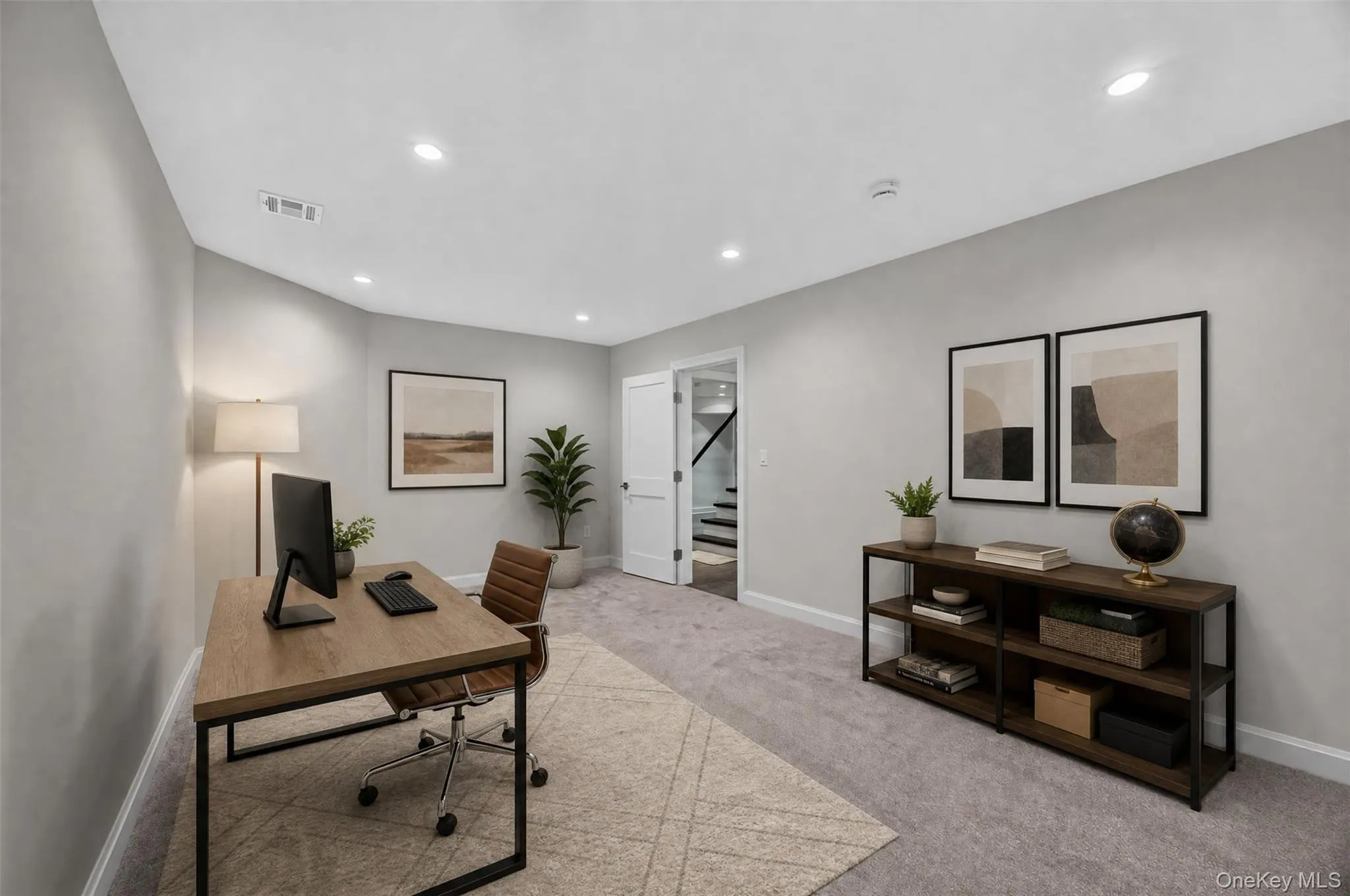 Basement Office - Virtually Staged Basement Office - Virtually Staged