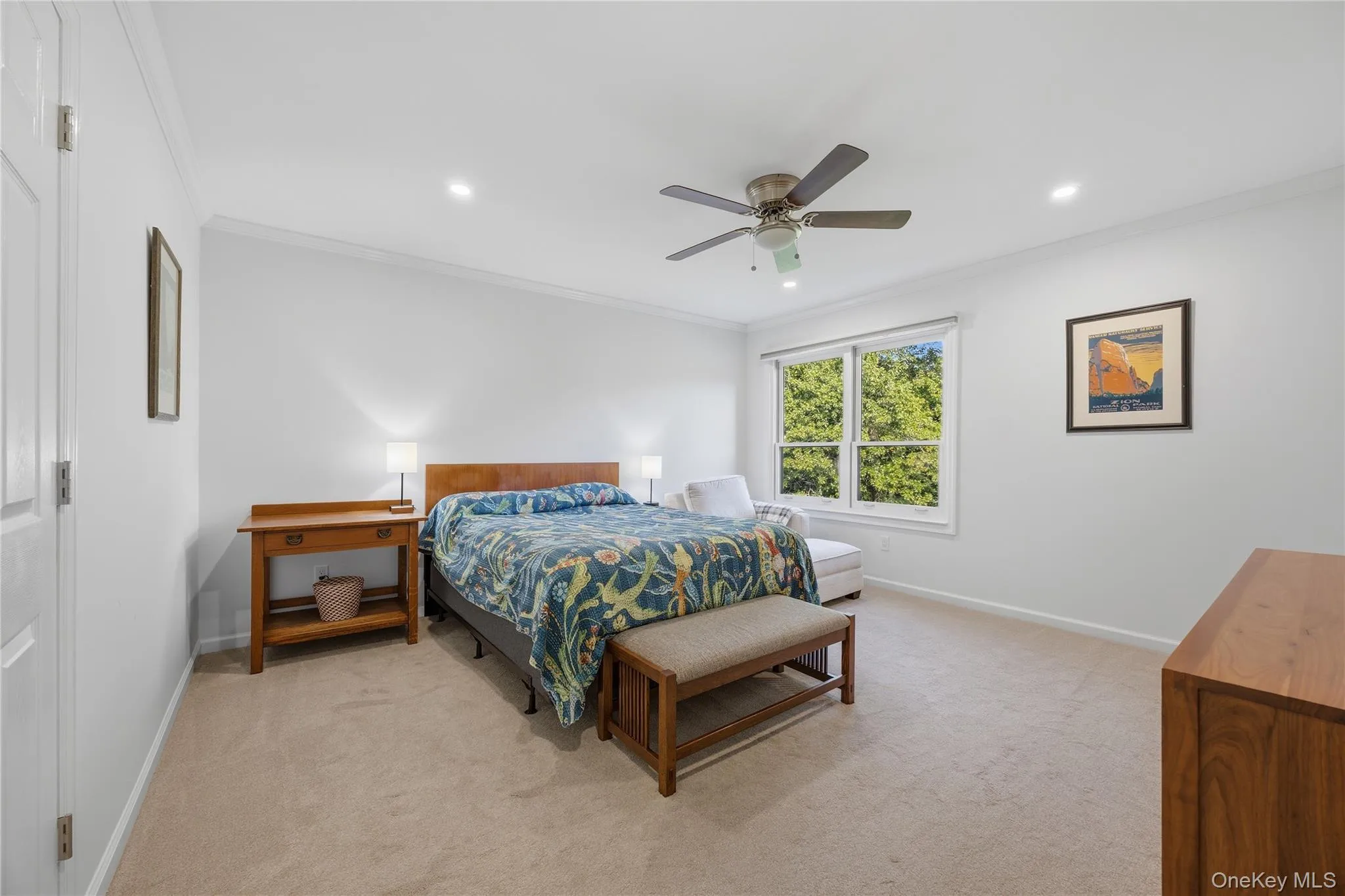 Primary Bedroom Suite with recessed lights, ceiling fan, huge walk-in closet with attic scuttle access Primary Bedroom Suite with recessed lights, ceiling fan, huge walk-in closet with attic scuttle access