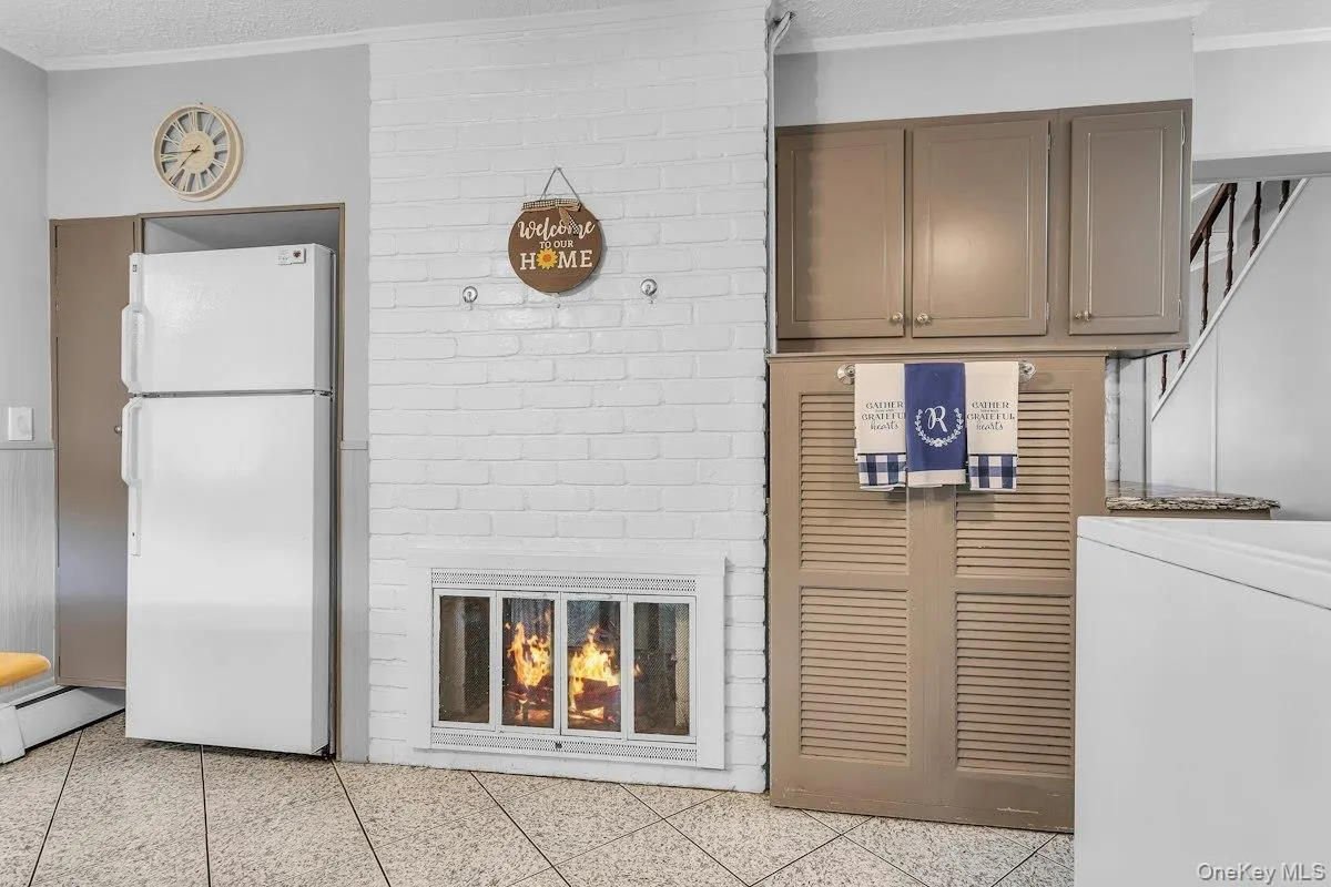 Refigerator, Fireplace, Boiler and Cabinets Refigerator, Fireplace, Boiler and Cabinets