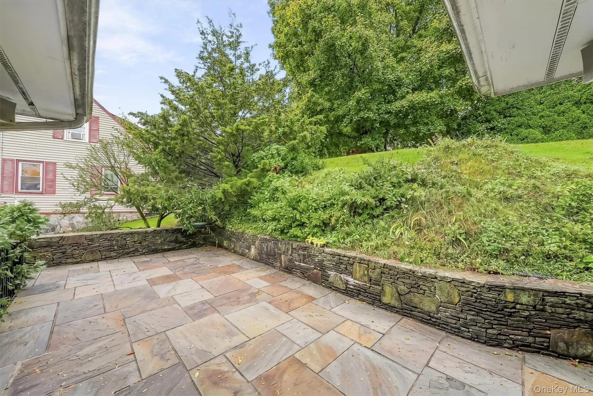 Blue stone patio. Blue stone patio.
