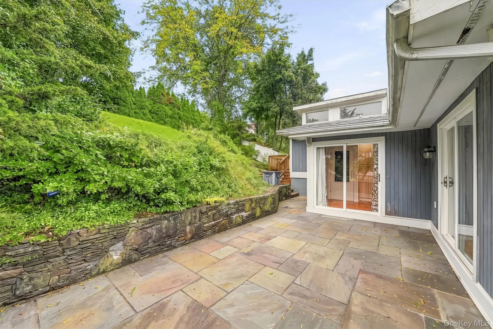 Blue stone patio. Blue stone patio.