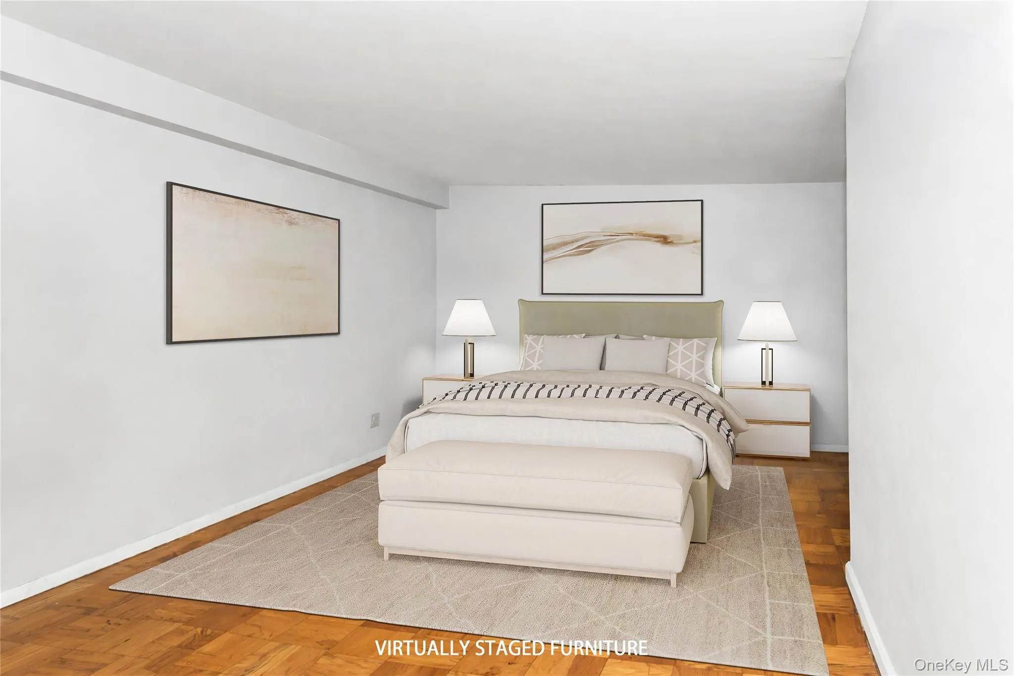 Bedroom with hard wood floors and walk-in closet Bedroom with hard wood floors and walk-in closet