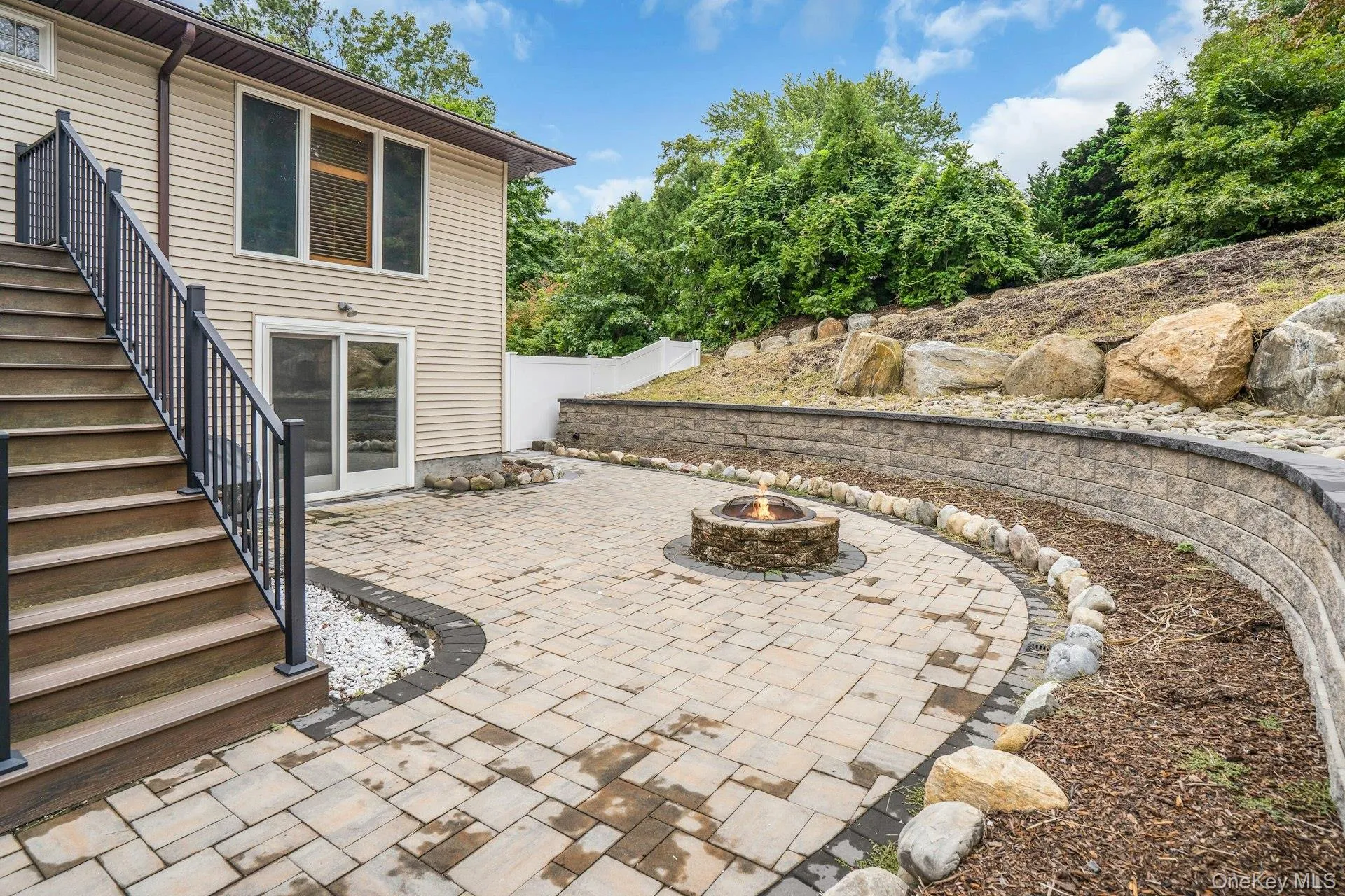 Patio and firepit. Patio and firepit.
