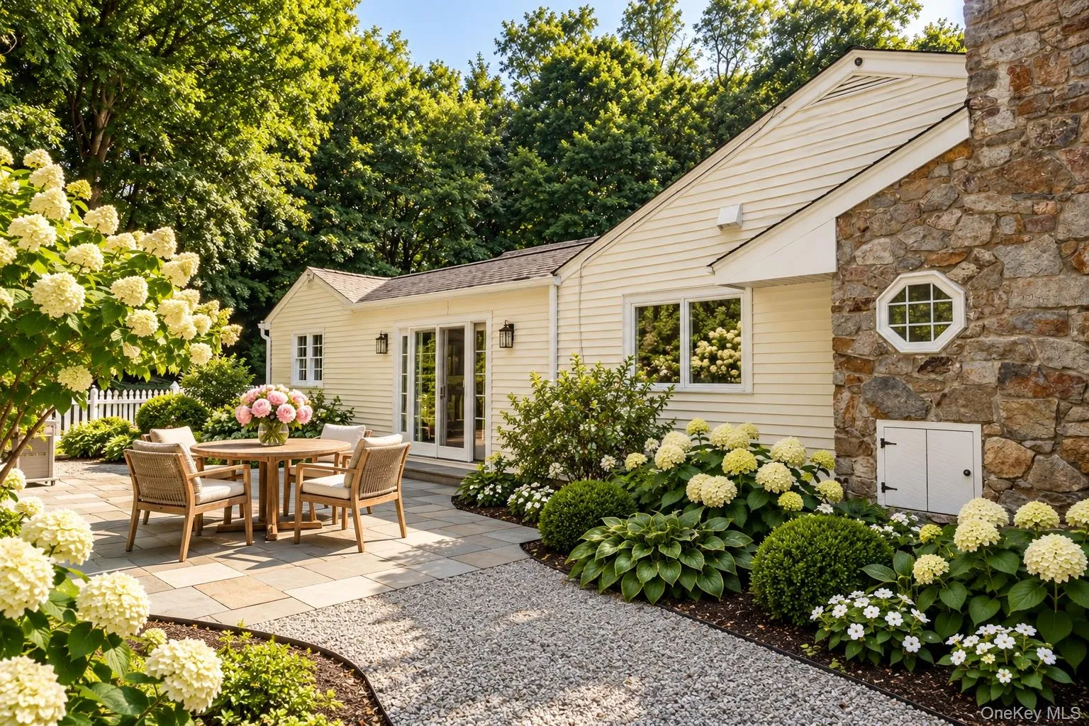 Beautiful stone patio Is the perfect place for outdoor entertaining Beautiful stone patio Is the perfect place for outdoor entertaining