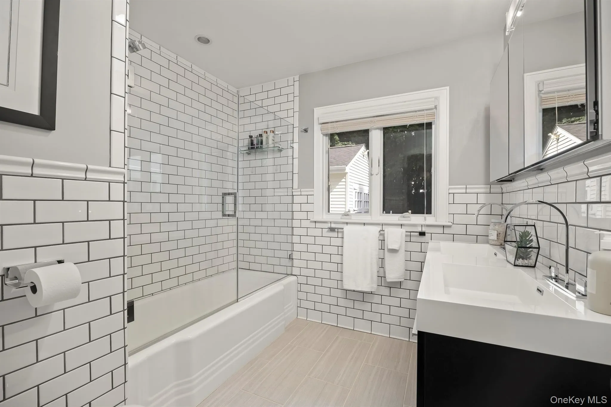 Modern bathroom with double vanity, tub & shower Modern bathroom with double vanity, tub & shower