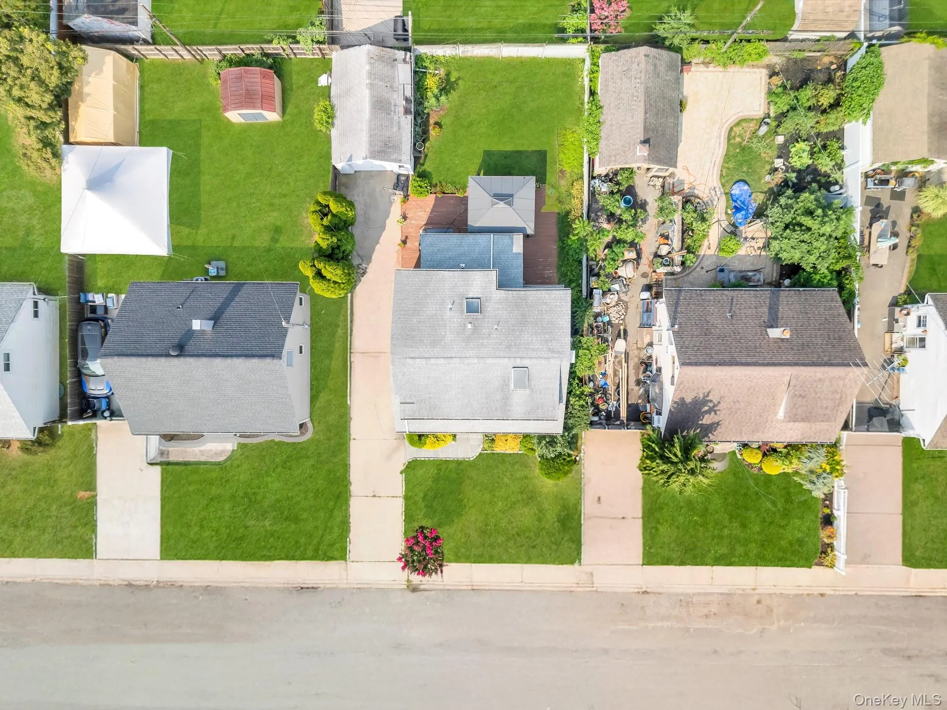 Aerial perspective of suburban area Aerial perspective of suburban area