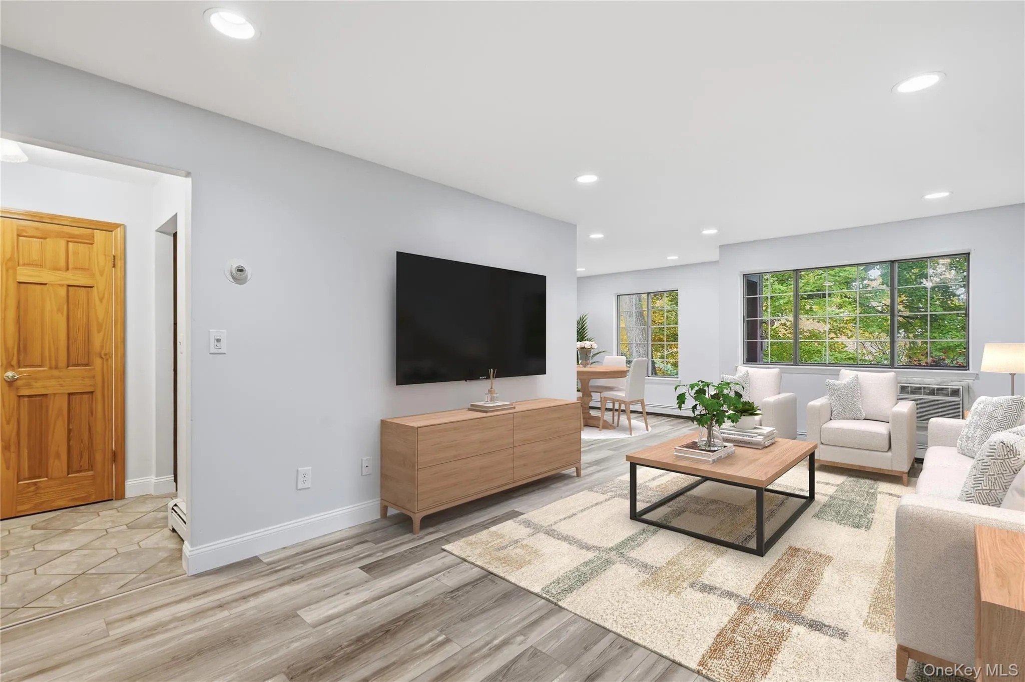 Living room with two double closets (virtually staged) Living room with two double closets (virtually staged)