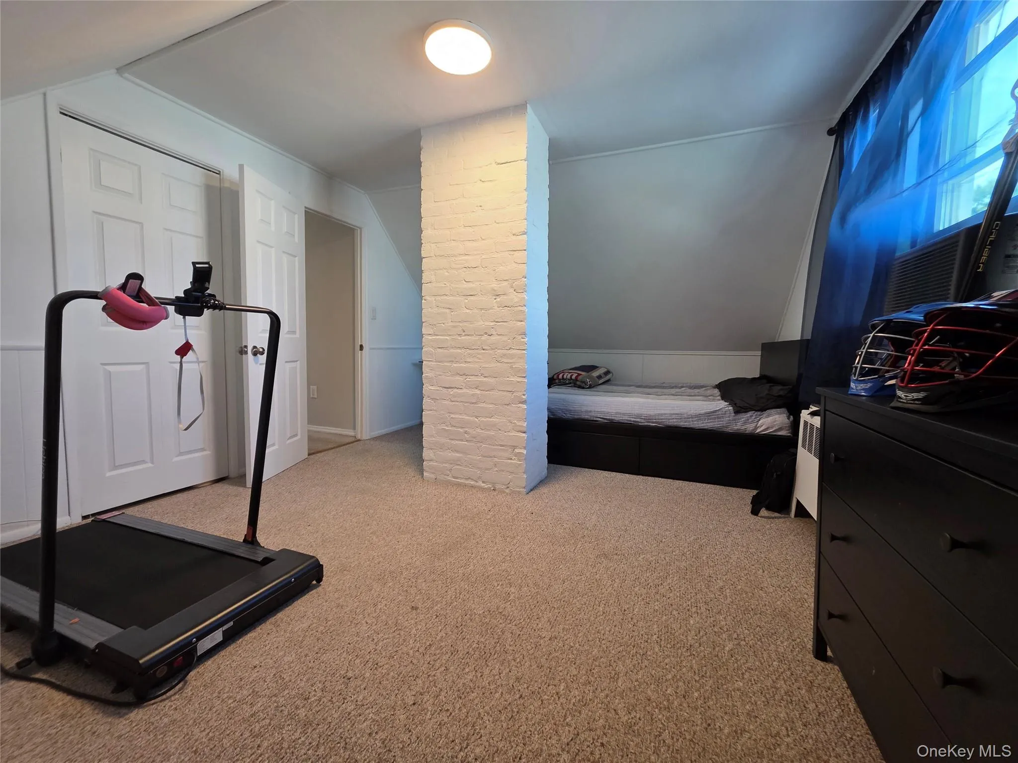 Bedroom 3 - Freshly painted in 2026 - 1 A/C window unit - closet with scuttle attic access for extra storage - carpet Bedroom 3 - Freshly painted in 2026 - 1 A/C window unit - closet with scuttle attic access for extra storage - carpet