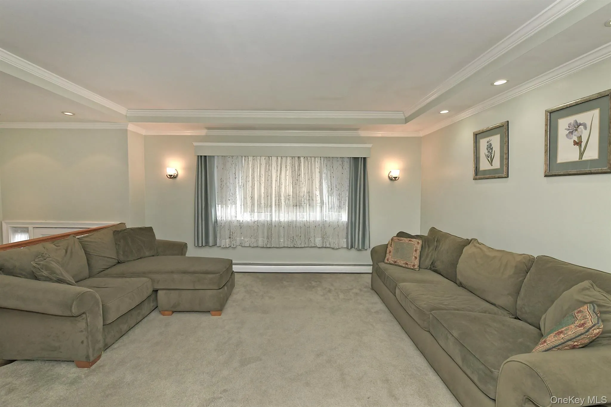 Living Room with Sconces & Boxed Window Valance Living Room with Sconces & Boxed Window Valance