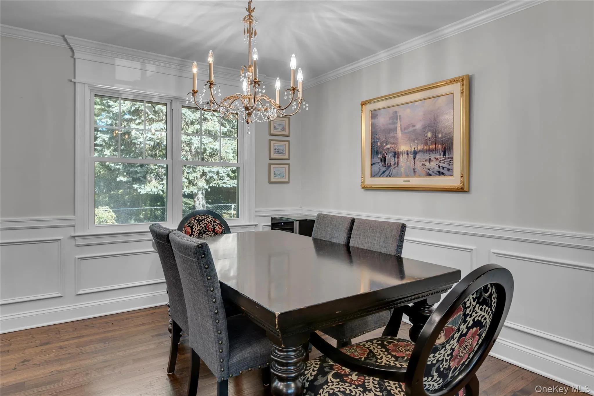 Hardwood flooring, decorative wainscoting, crown molding, double window, Hardwood flooring, decorative wainscoting, crown molding, double window,