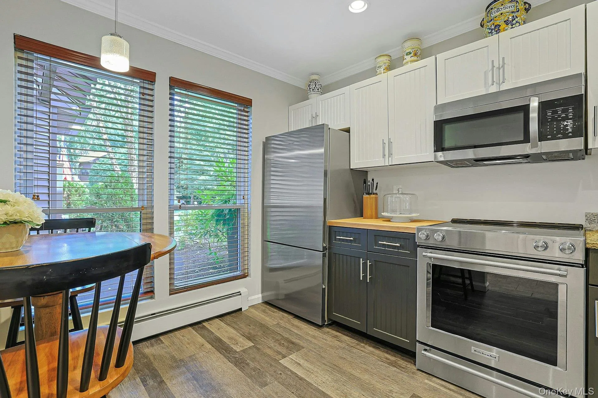 Granite and butcher block counters. Large windows and stainless steel appliances. Granite and butcher block counters. Large windows and stainless steel appliances.