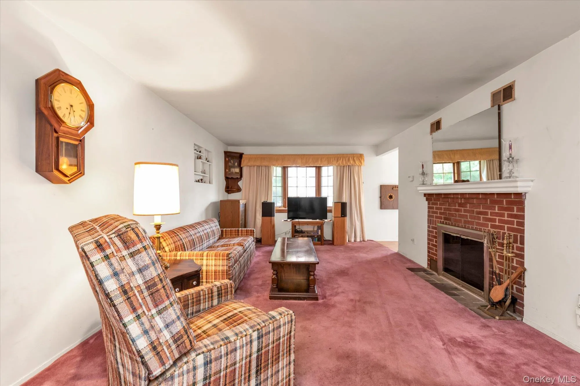 Living Room With Wood Burning Fireplace Living Room With Wood Burning Fireplace