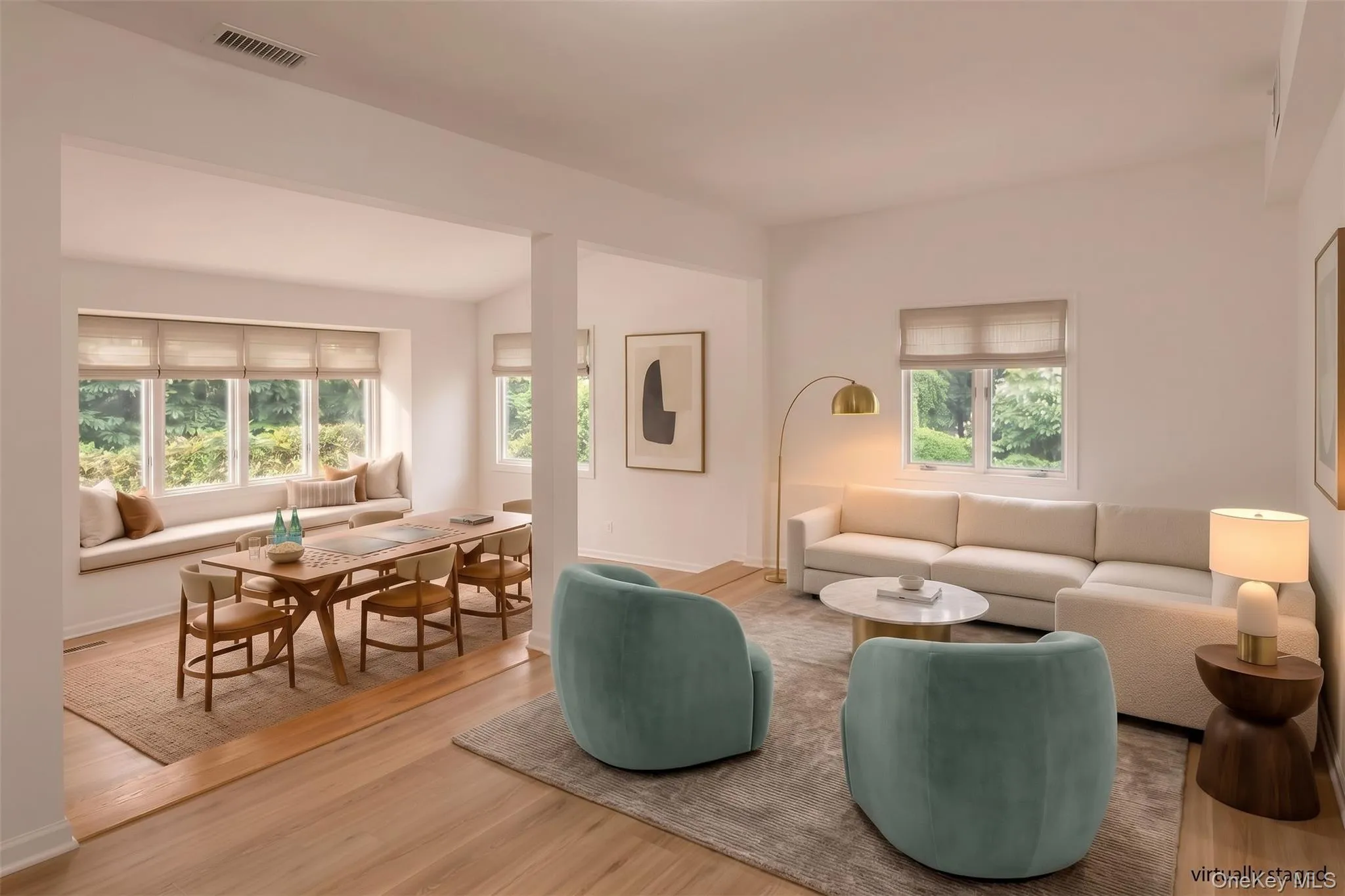 Virtually imagined living and dining spaces. Virtually imagined living and dining spaces.