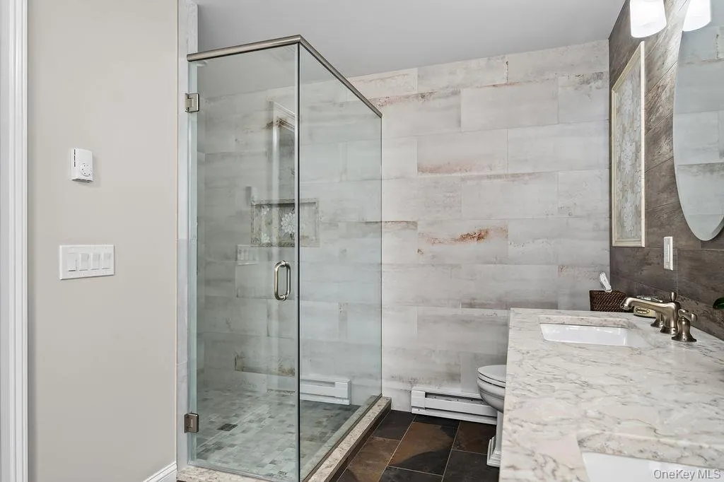 Oversized walk is shower and double vanity Oversized walk is shower and double vanity