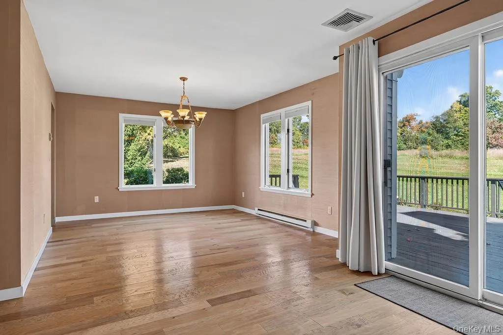 Right off the dining room is access to the expansive deck Right off the dining room is access to the expansive deck