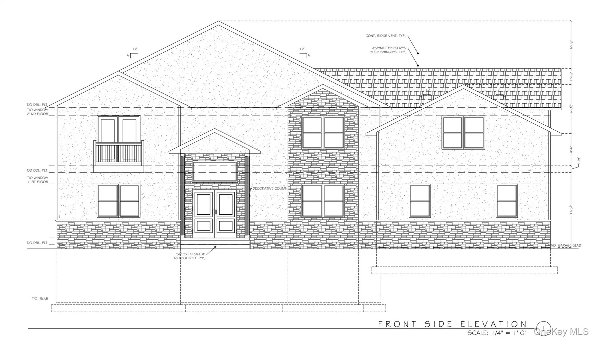 Architectural front elevation of the proposed home. Plan illustration, not a photograph of a completed home. Architectural front elevation of the proposed home. Plan illustration, not a photograph of a completed home.