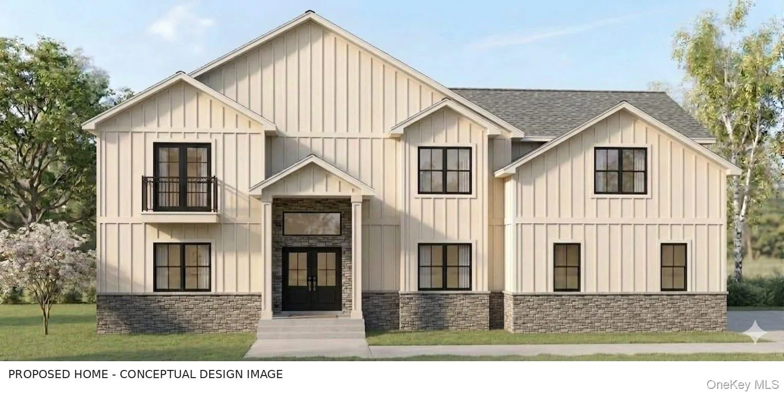 Conceptual exterior design alternative for the to-be-built home. Architectural potential only; not a photograph of a completed home. Conceptual exterior design alternative for the to-be-built home. Architectural potential only; not a photograph of a completed home.