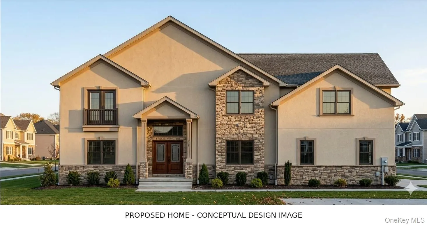 Conceptual exterior design alternative for the to-be-built home. Architectural potential only; not a photograph of a completed home. Conceptual exterior design alternative for the to-be-built home. Architectural potential only; not a photograph of a completed home.