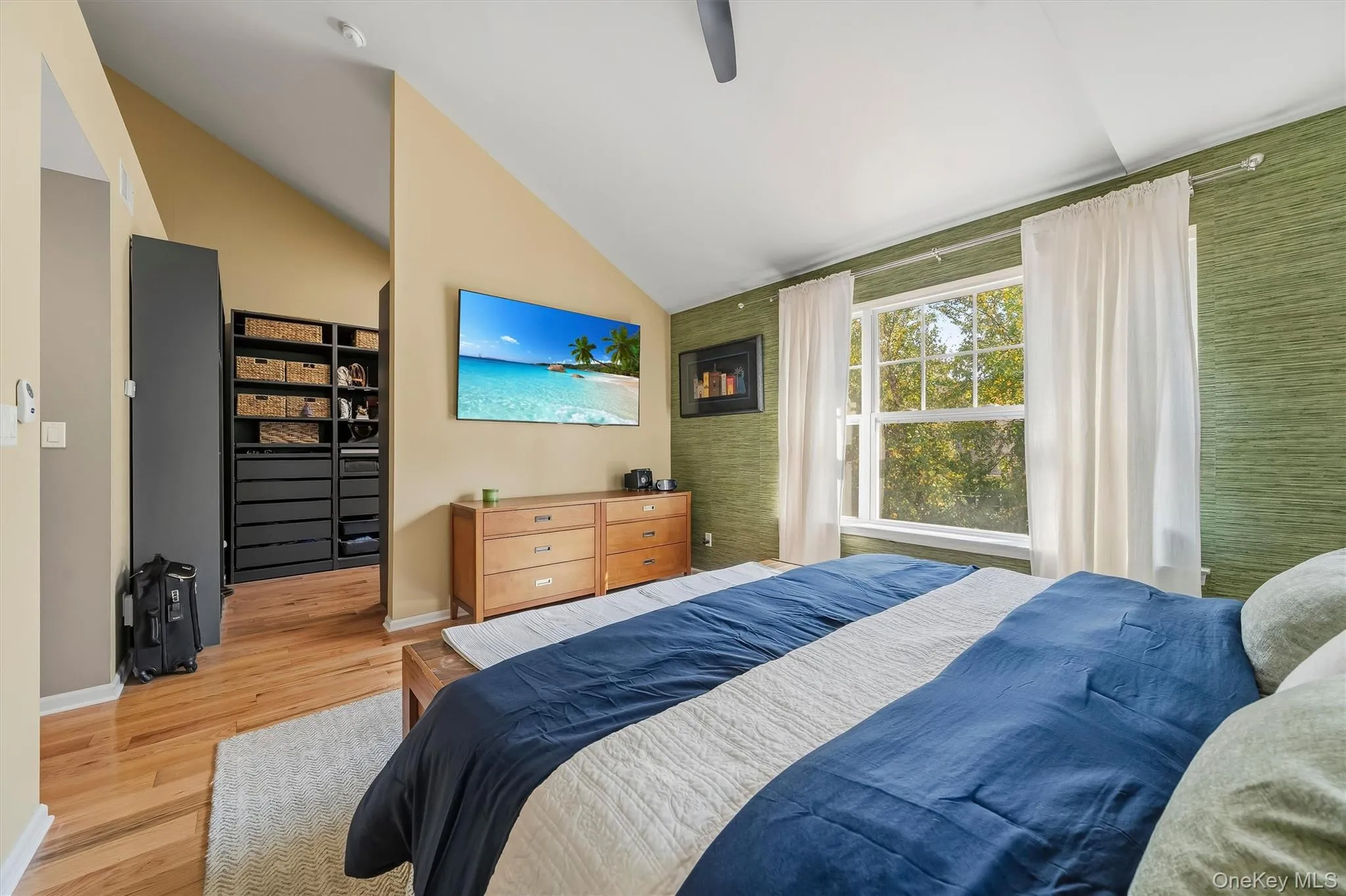 This half wall transformed this very large room into useable space. This half wall transformed this very large room into useable space.
