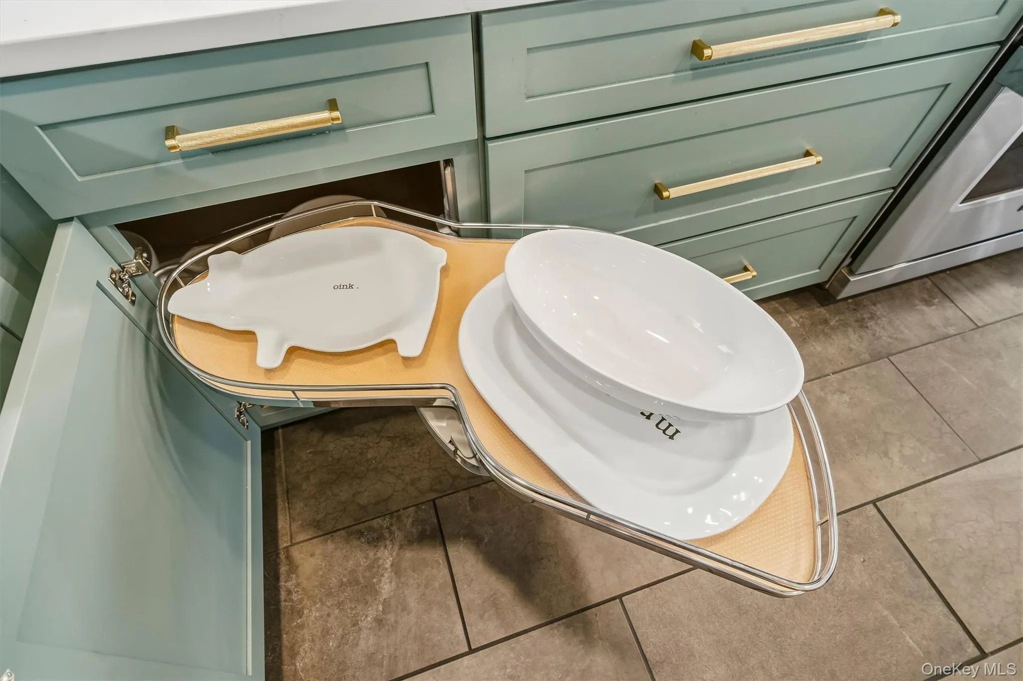 This lazy susan features a spin out pull out. No more getting on your knees to reach the back of the cabinet. This lazy susan features a spin out pull out. No more getting on your knees to reach the back of the cabinet.