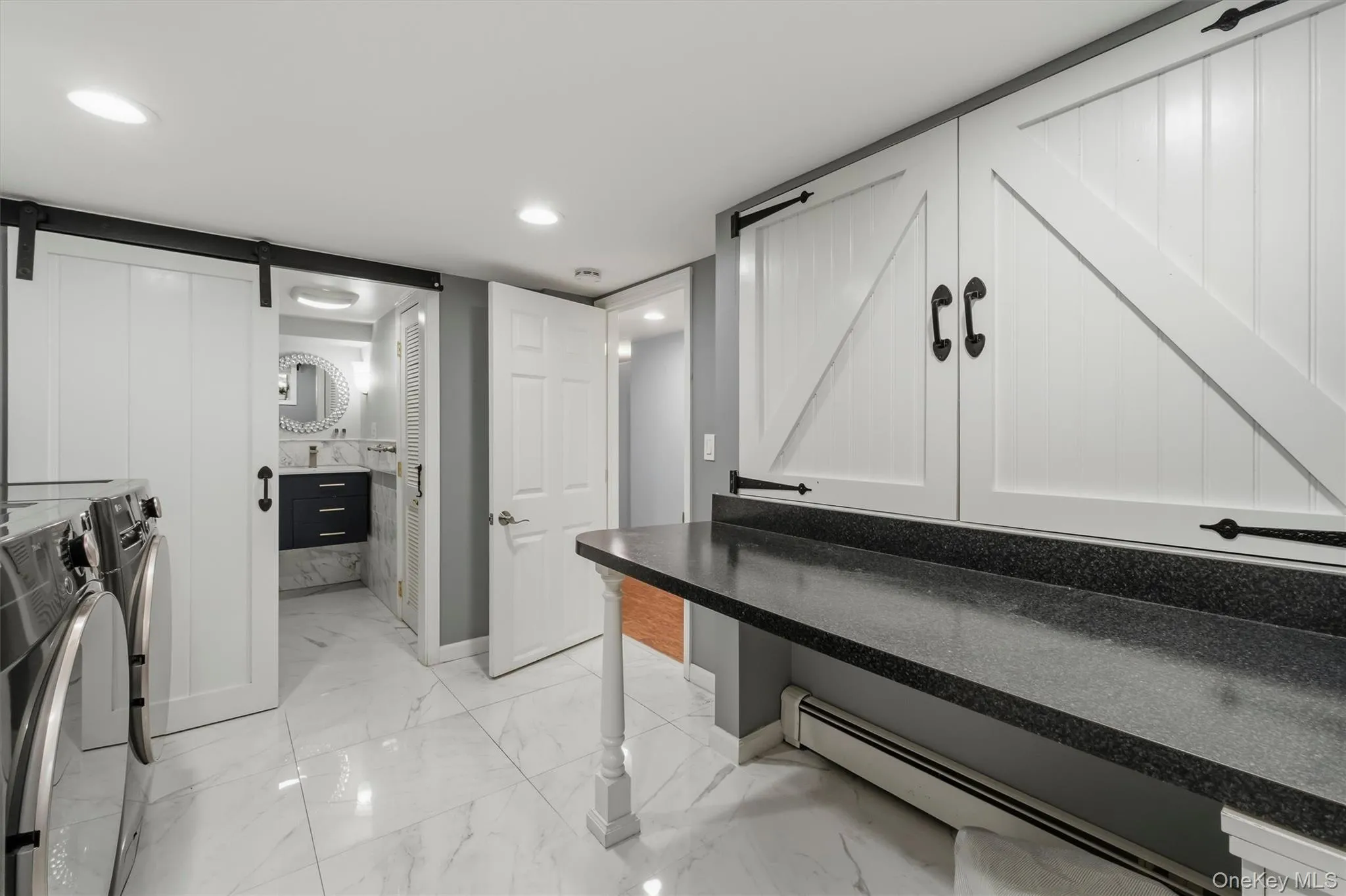 Radiant floor heating in laundry room. Radiant floor heating in laundry room.