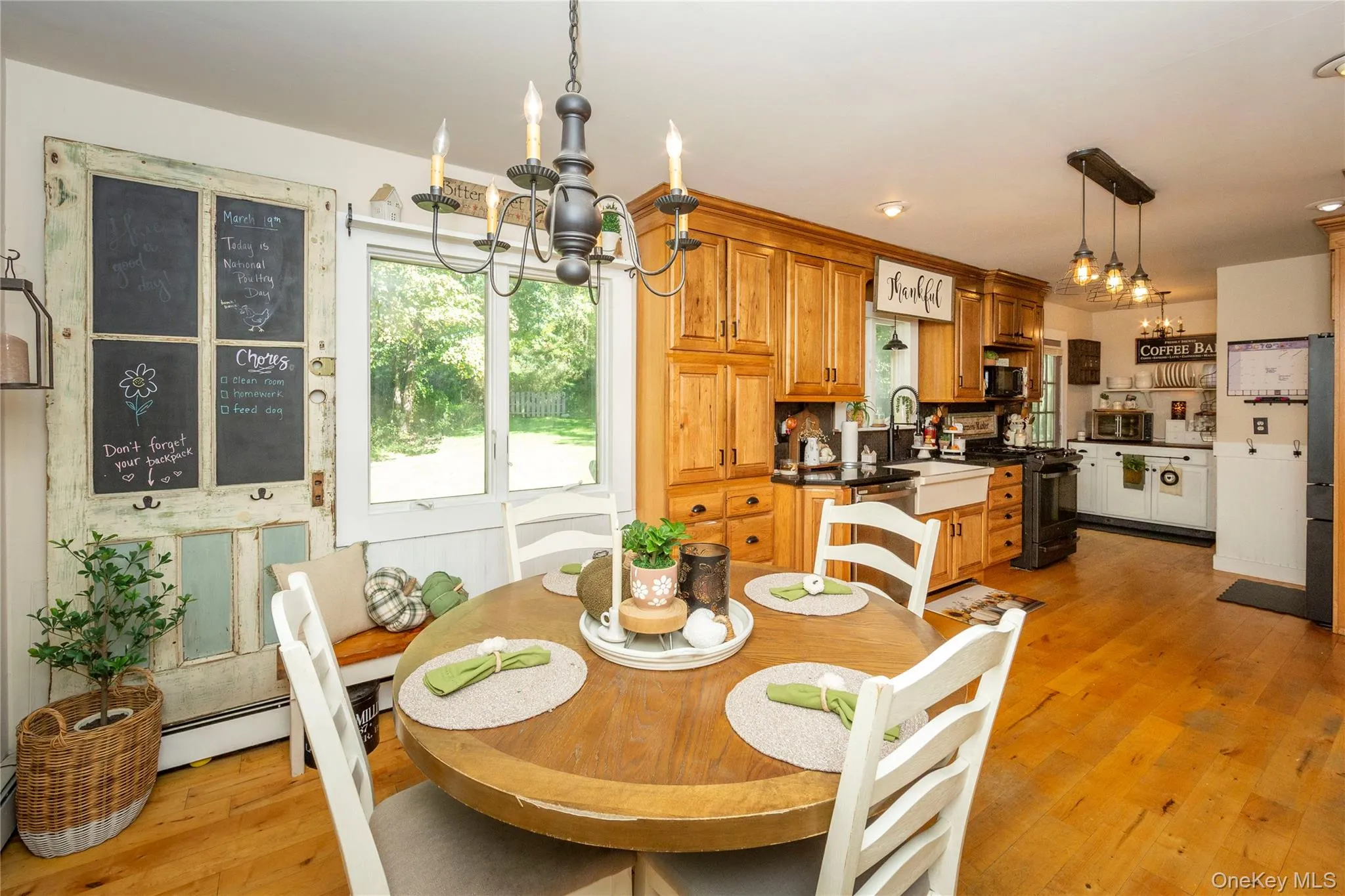The eat-in kitchen provides plenty of room for a dining table. The eat-in kitchen provides plenty of room for a dining table.