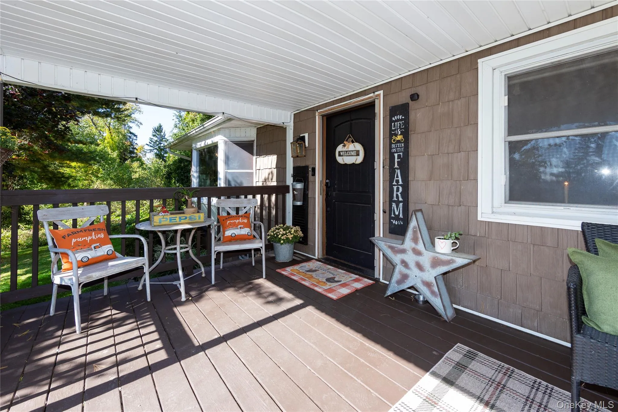 Start your mornings with coffee on the covered front porch. Start your mornings with coffee on the covered front porch.