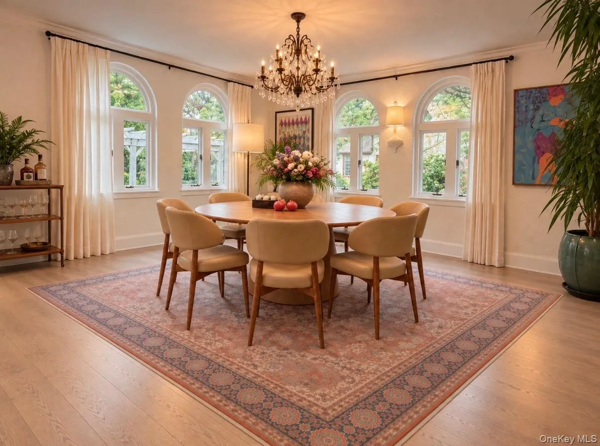 View of dining room with wall of windows View of dining room with wall of windows