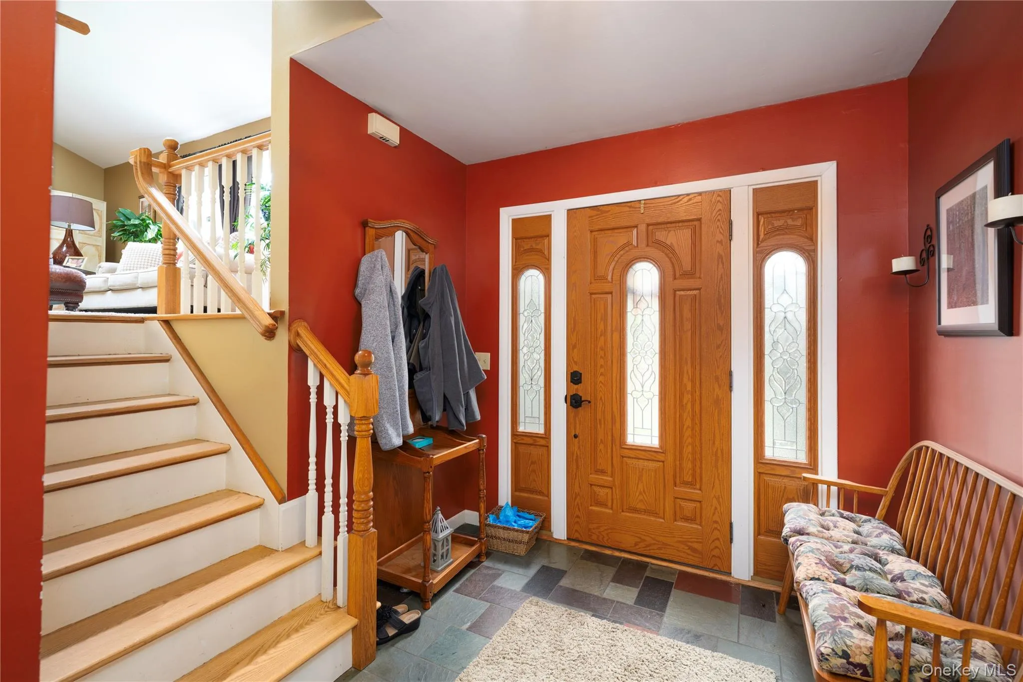 Large Entry Foyer with slate flooring. Large Entry Foyer with slate flooring.