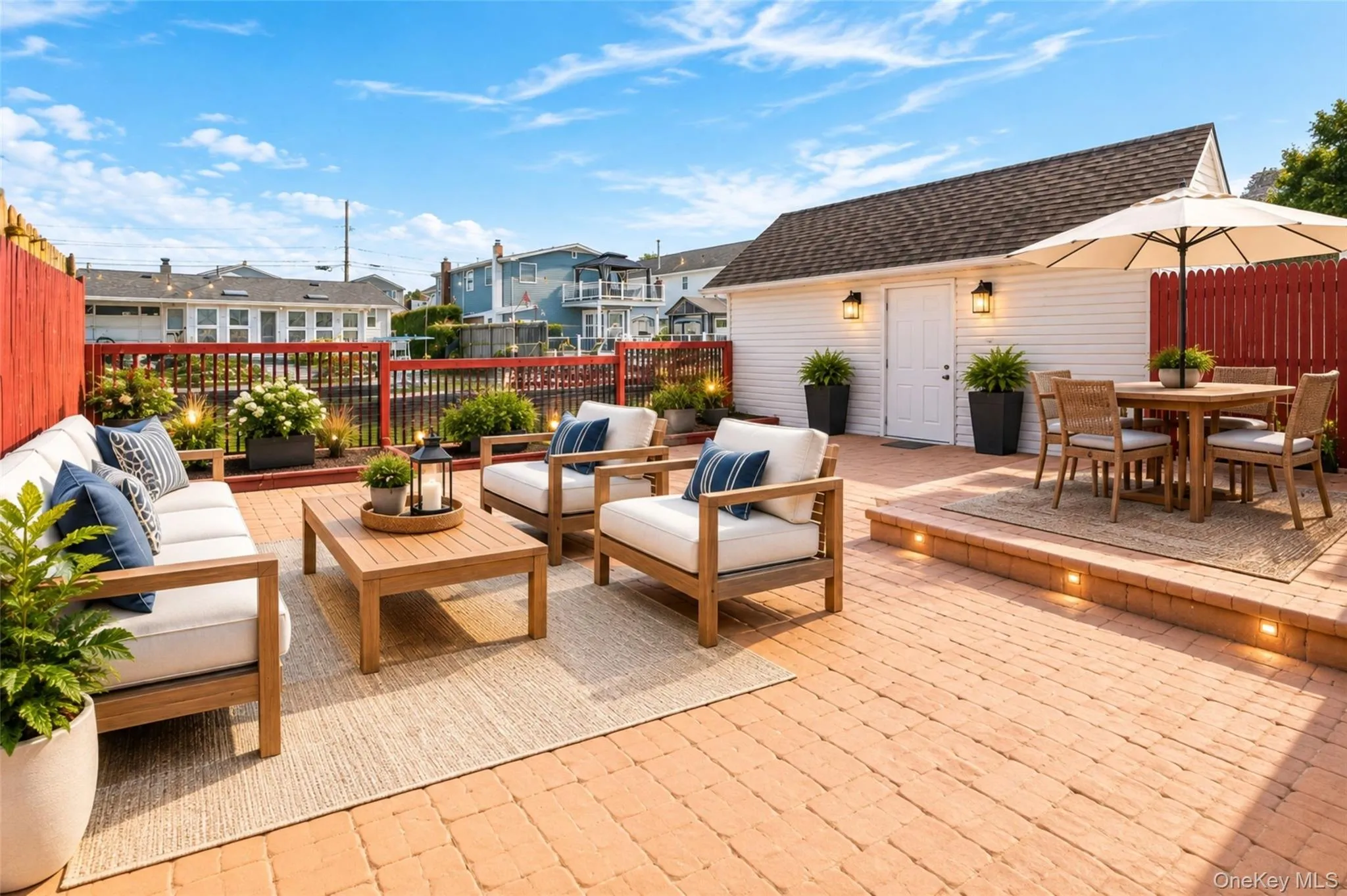 Patio with direct access to canal, detached garage Patio with direct access to canal, detached garage