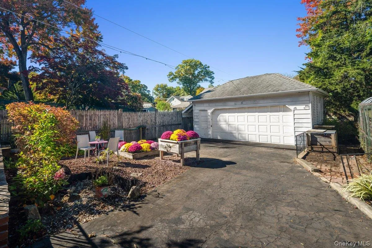 A two-car detached garage sits at the back of the property, offering space for parking two vehicles or serving as a great workshop with heat and electricity. A two-car detached garage sits at the back of the property, offering space for parking two vehicles or serving as a great workshop with heat and electricity.