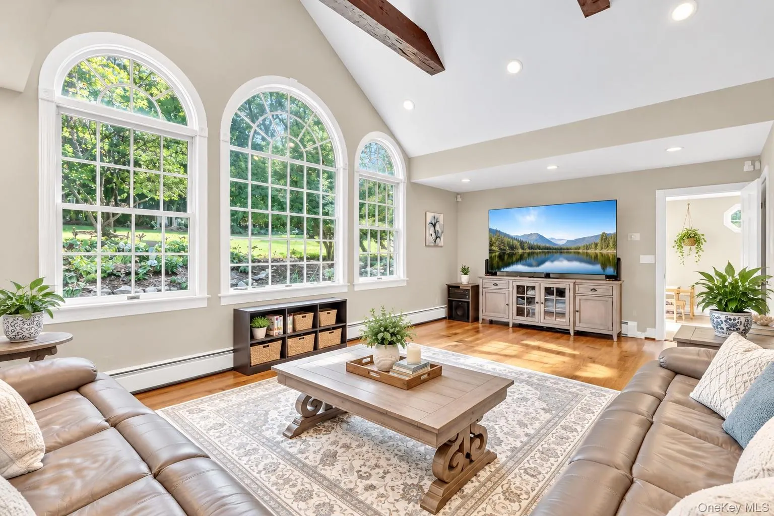 Magnificent Den With Vaulted Ceiling, Gleaming Hardwood Floors & Windows Overlooking Yard Magnificent Den With Vaulted Ceiling, Gleaming Hardwood Floors & Windows Overlooking Yard
