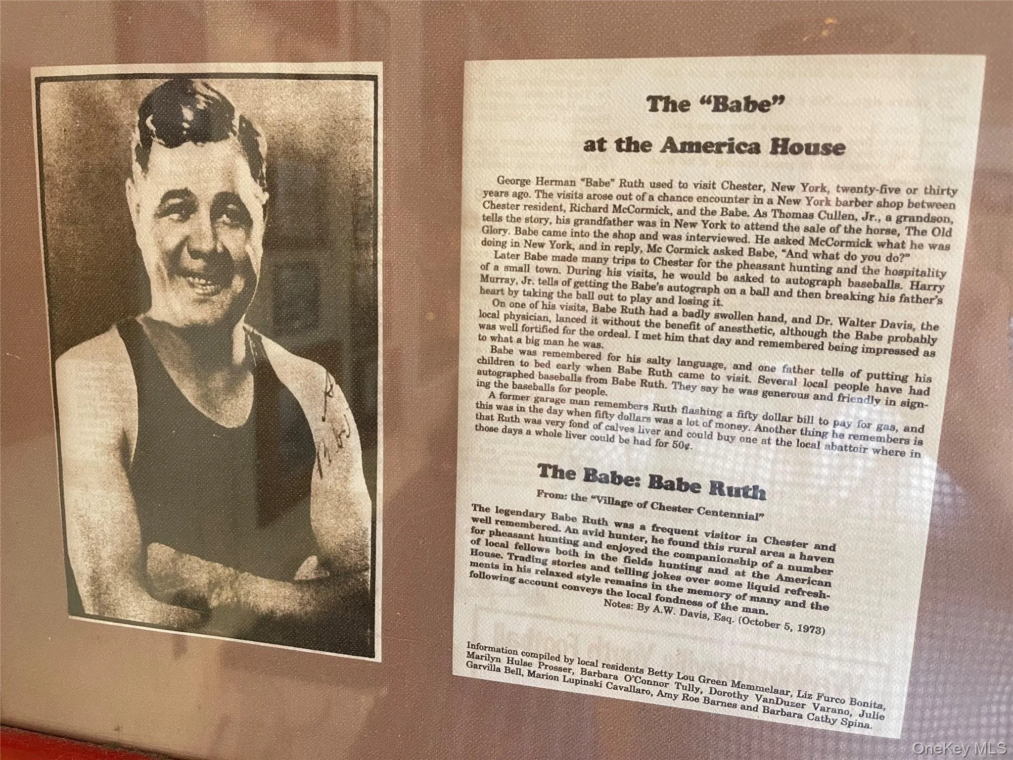 The Babe's connection with the American House. The Babe's connection with the American House.