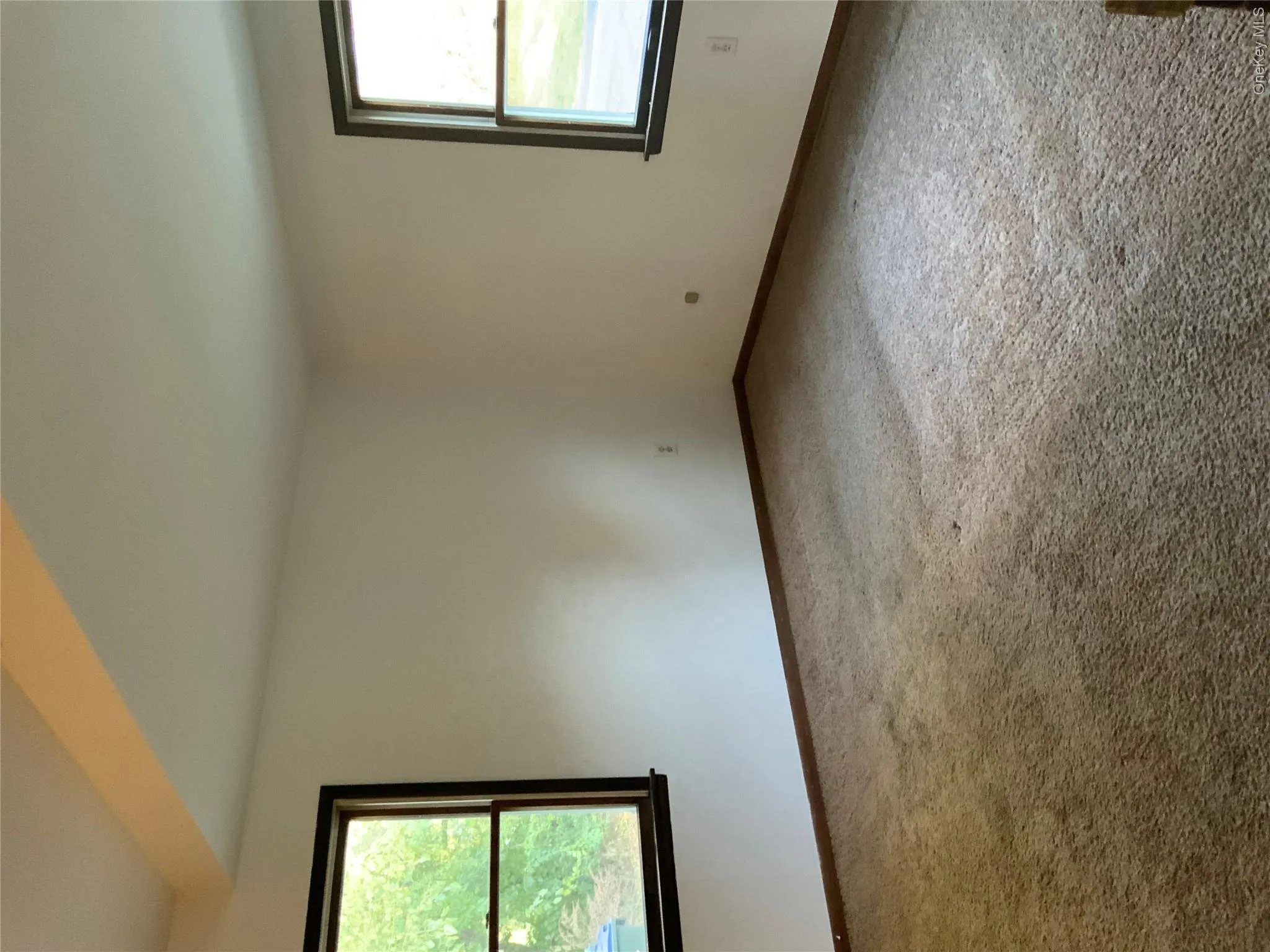 Spacious primary bedroom has wood frame windows and carpet Spacious primary bedroom has wood frame windows and carpet