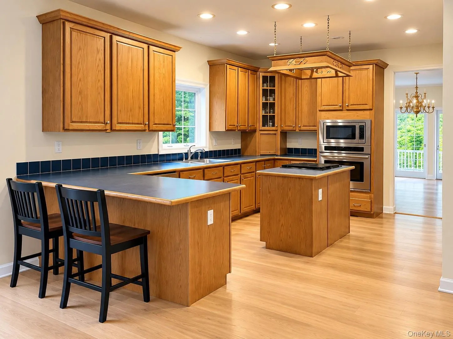 Virtual rendering of kitchen with oak flooring Virtual rendering of kitchen with oak flooring