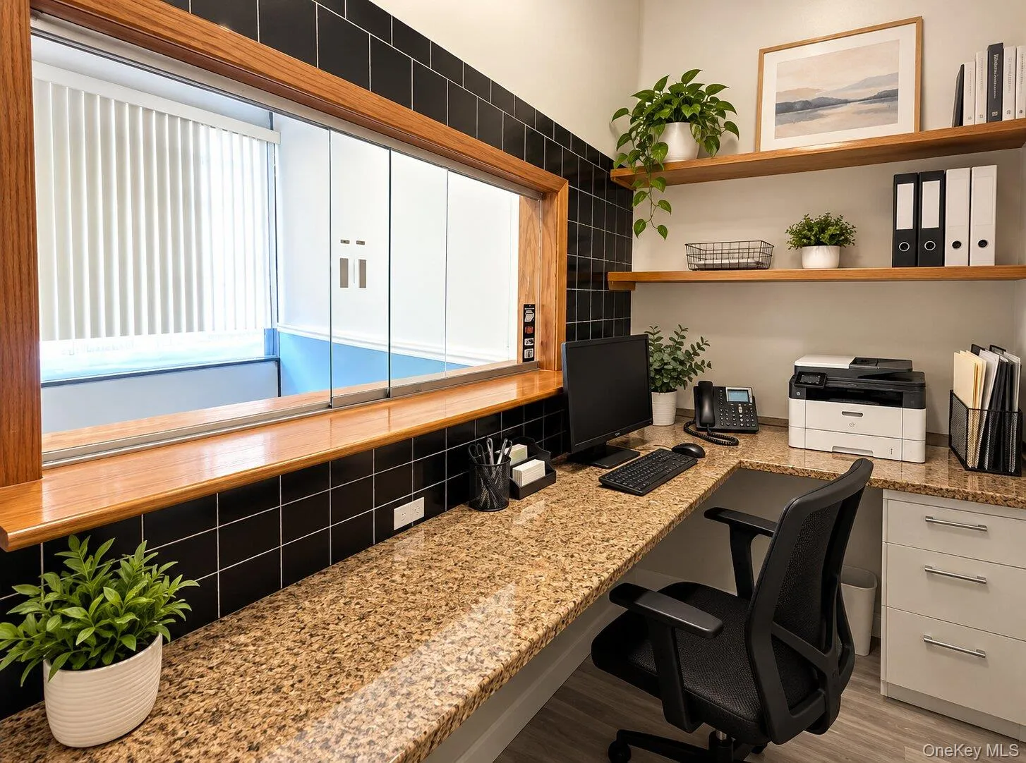 Virtually staged reception desk Virtually staged reception desk