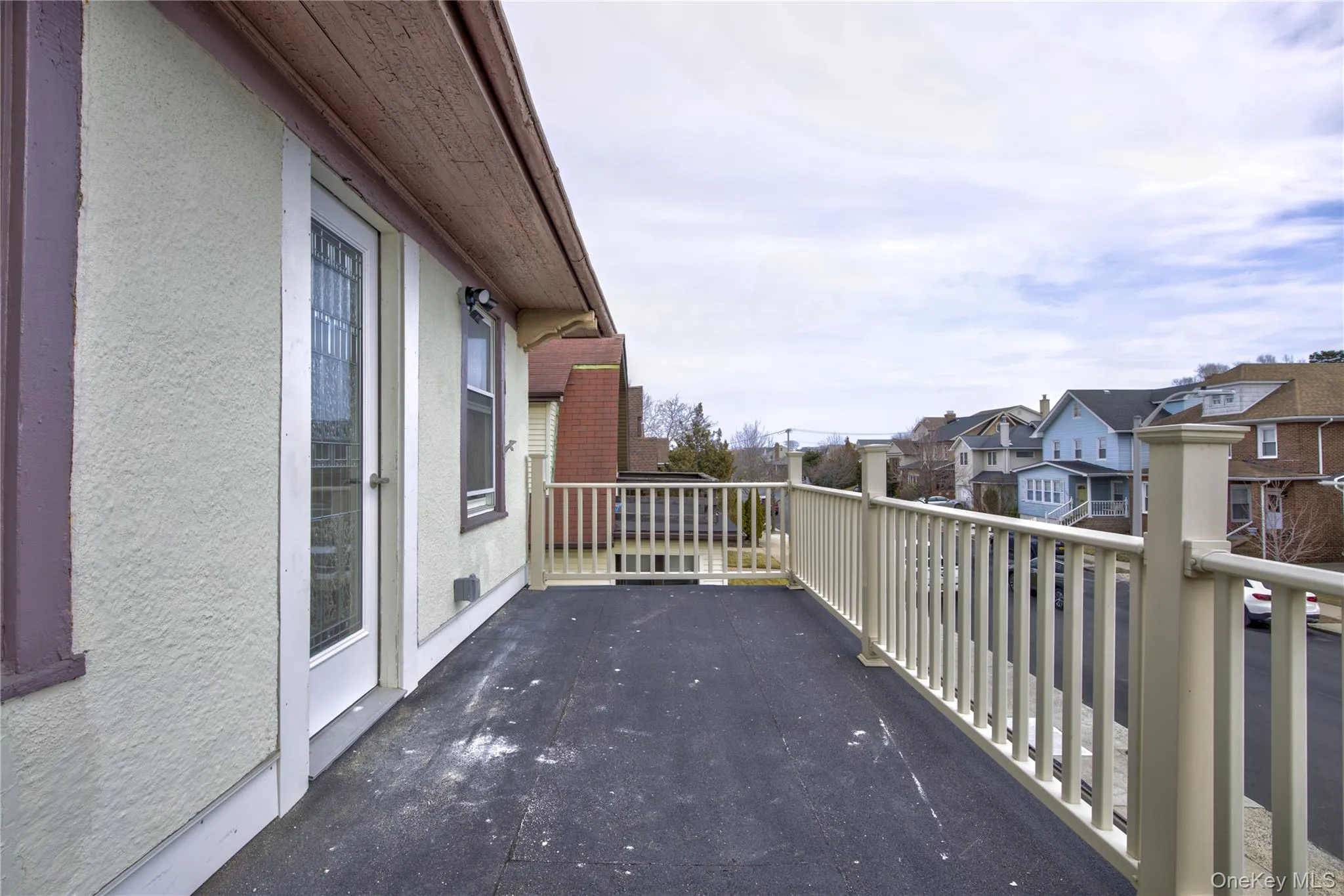 Balcony with a residential view Balcony with a residential view