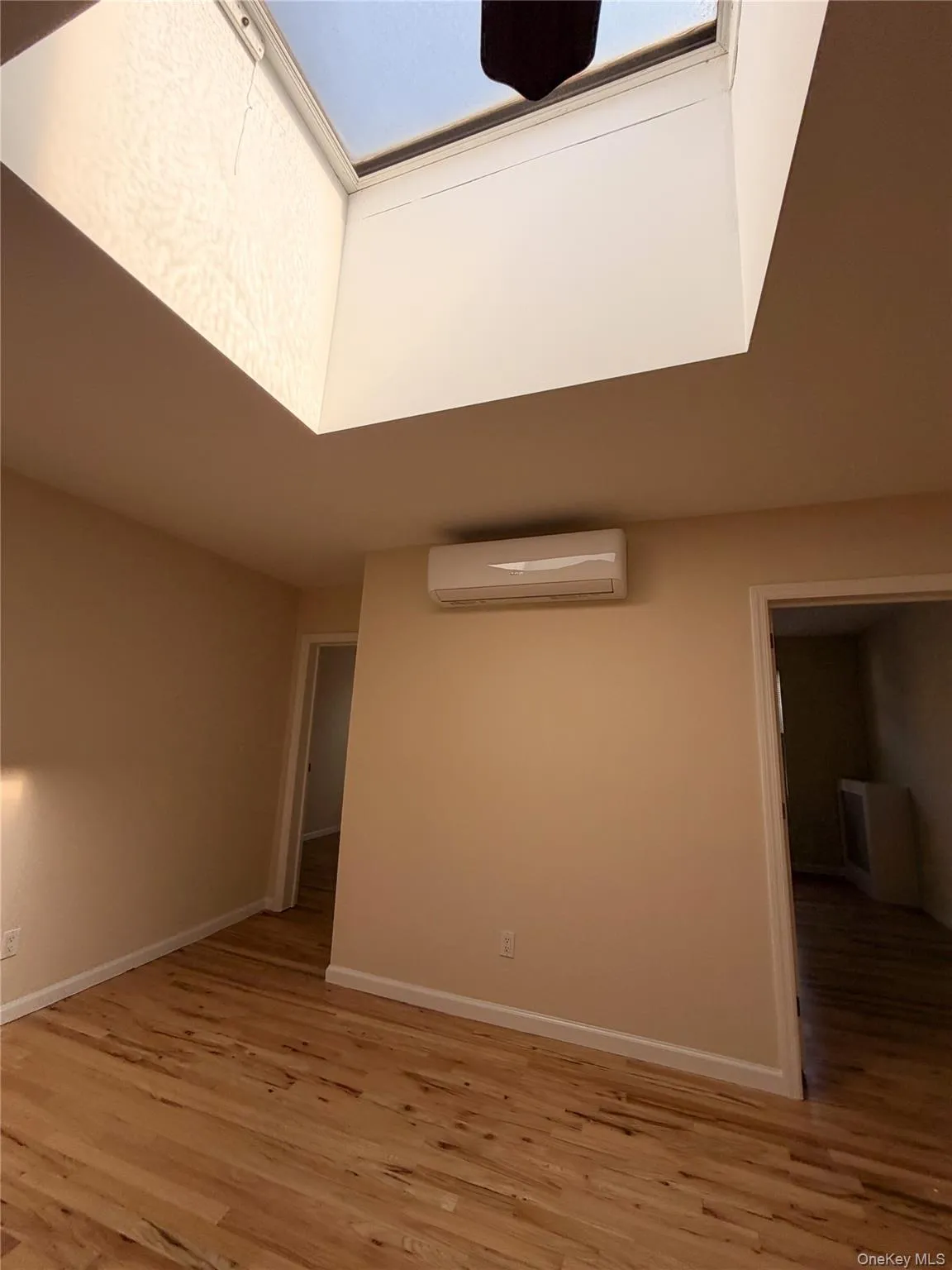 Skylight feature, wall-mounted climate control unit, and wood-finish flooring Skylight feature, wall-mounted climate control unit, and wood-finish flooring