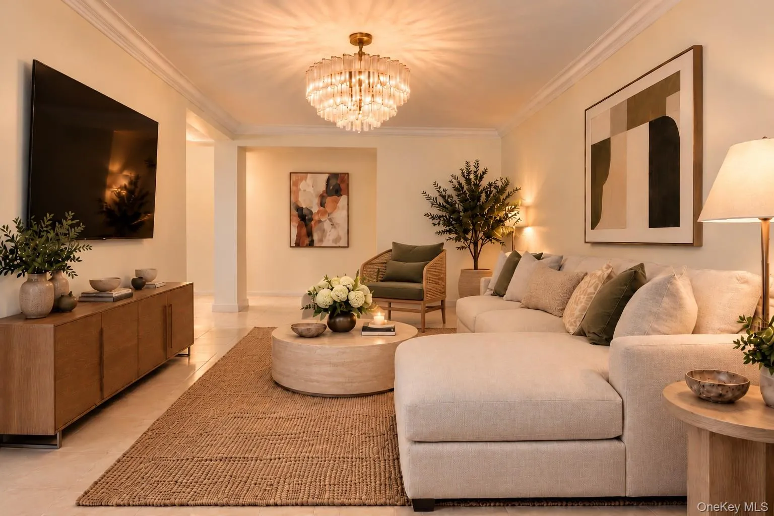 Virtually Staged Living Room View towards Foyer Entry Virtually Staged Living Room View towards Foyer Entry