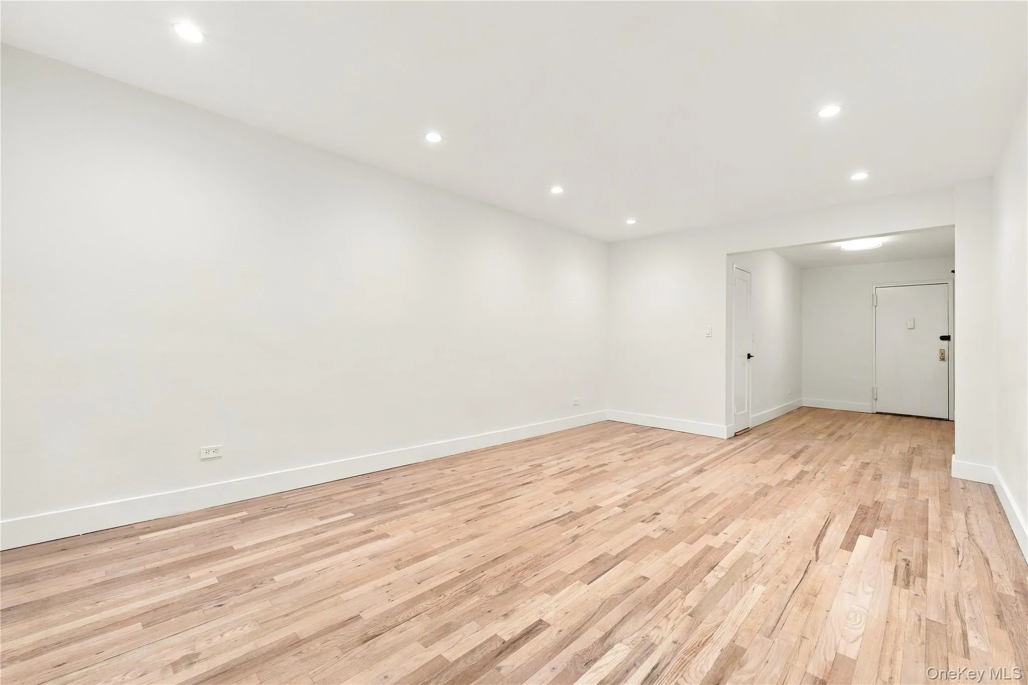Interior space featuring wood-finish flooring, neutral walls, and recessed lighting Interior space featuring wood-finish flooring, neutral walls, and recessed lighting